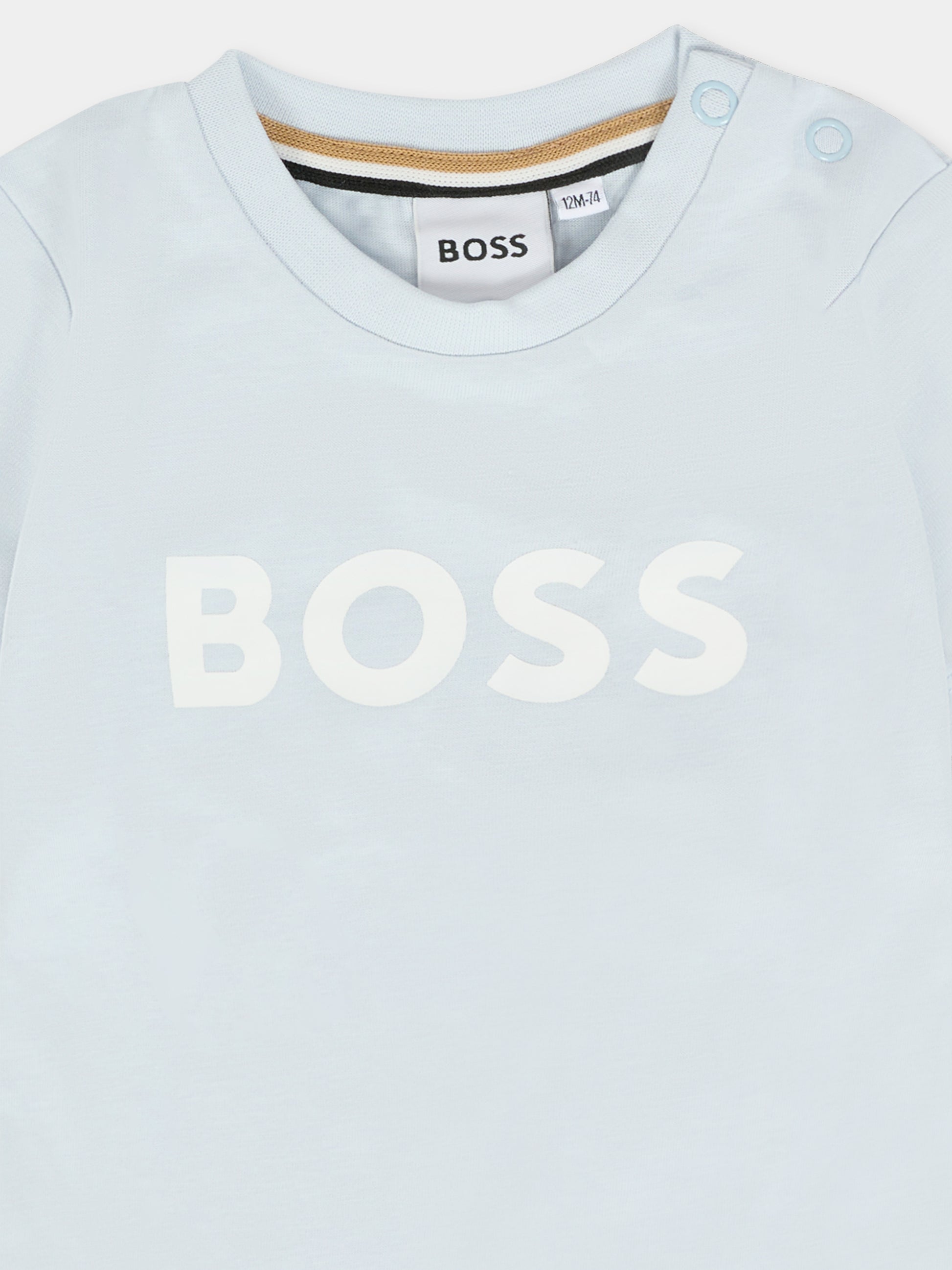 T-shirt celeste per neonato con logo,Boss,J52712 791
