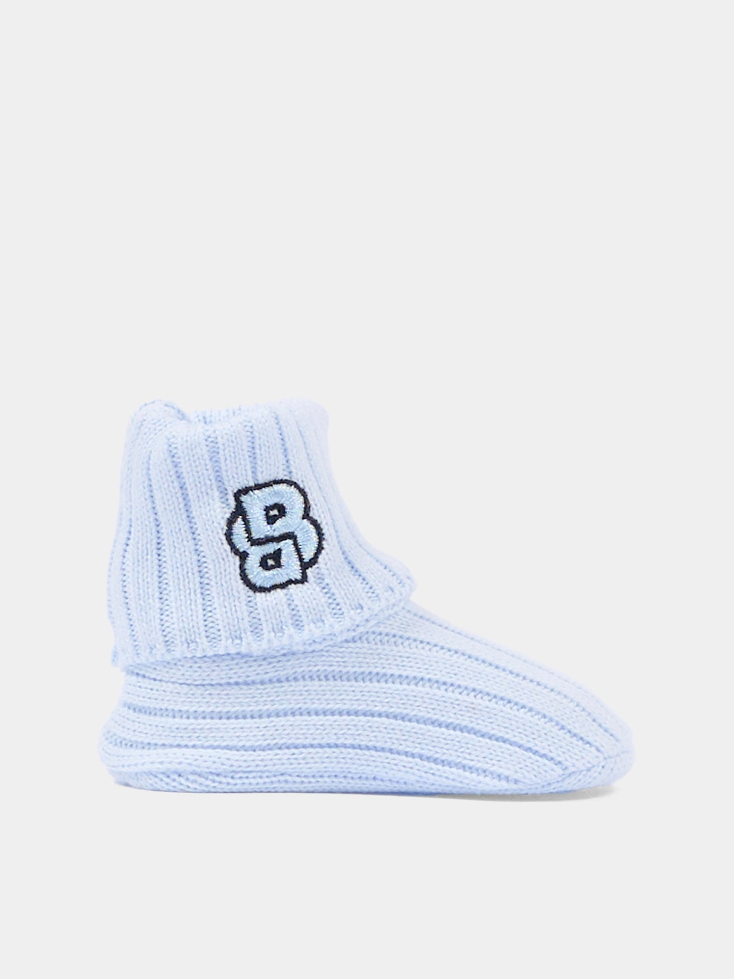 Babbucce azzurre per neonato con logo,Boss,J52720 771