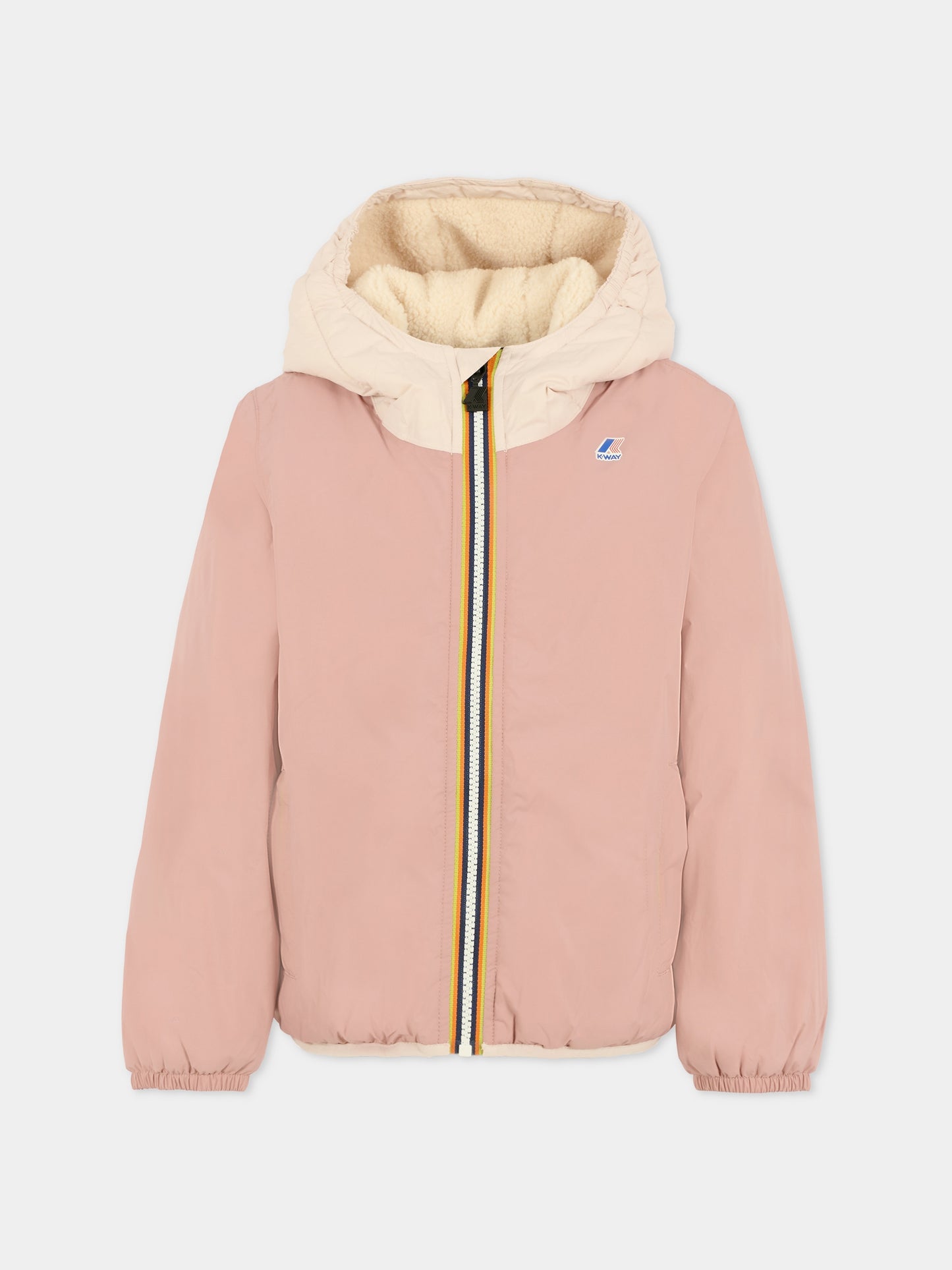 Giubbotto rosa Claudine Orsetto per bambina con logo,K-way,K7142TW C02