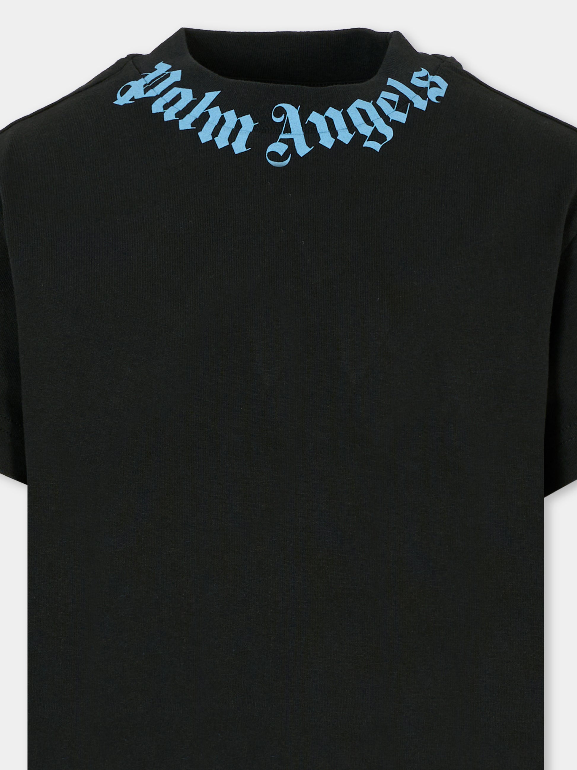T-shirt nera per bambino con logo,Palm Angels,PBAA003F25JER0021040