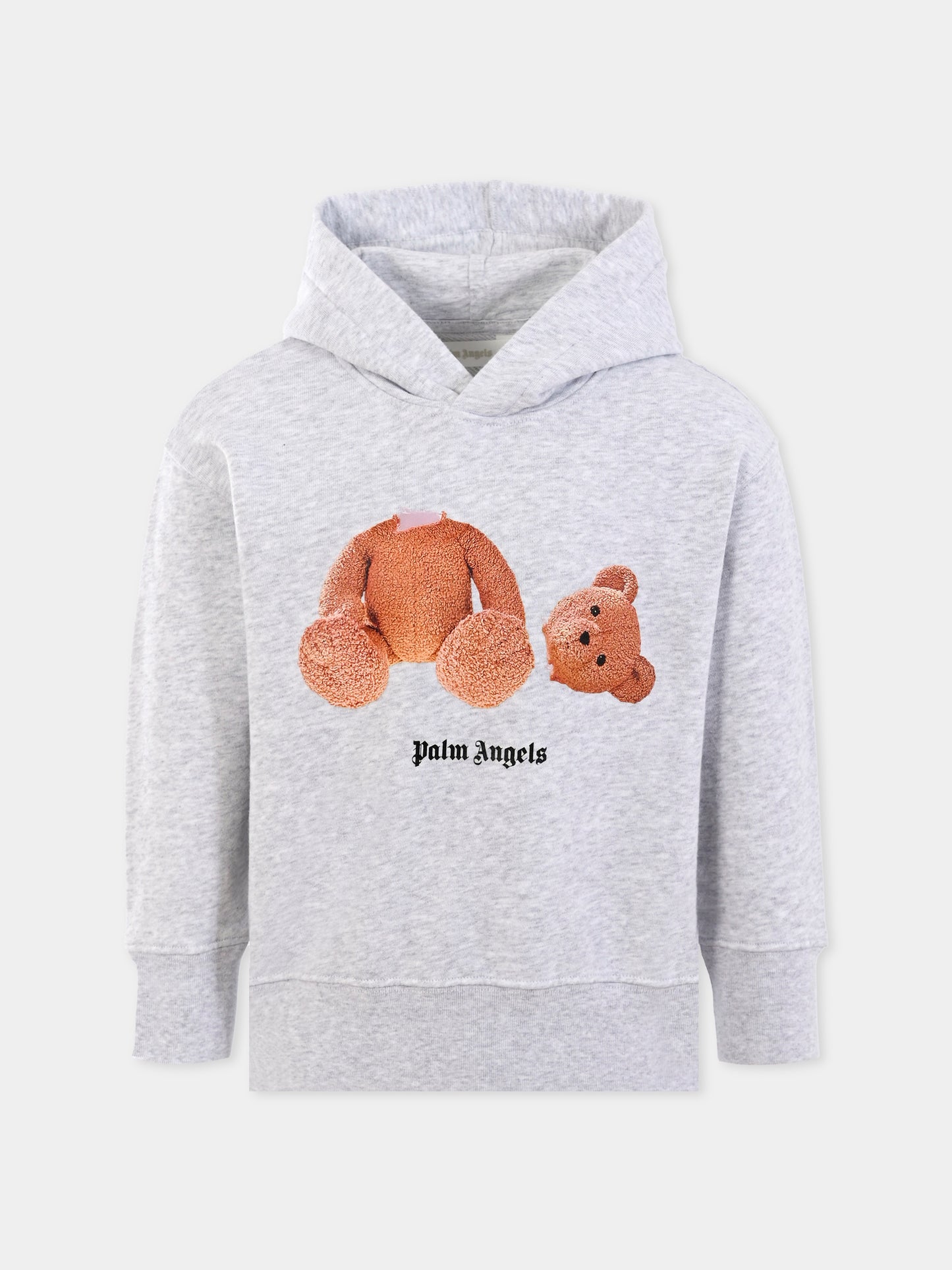 Felpa grigia per bambini con orso,Palm Angels,PBBB012C99FLE0020860