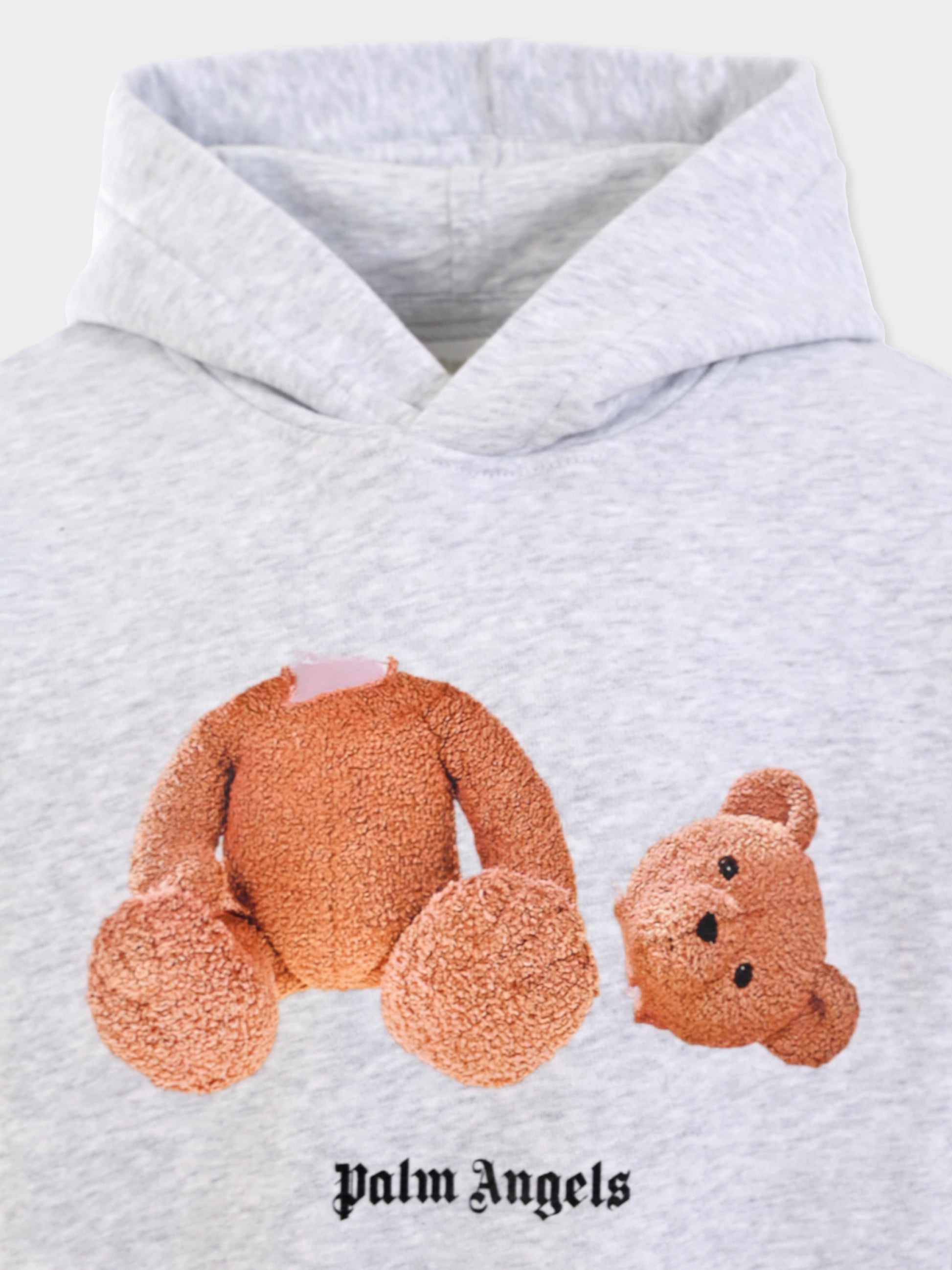 Felpa grigia per bambini con orso,Palm Angels,PBBB012C99FLE0020860
