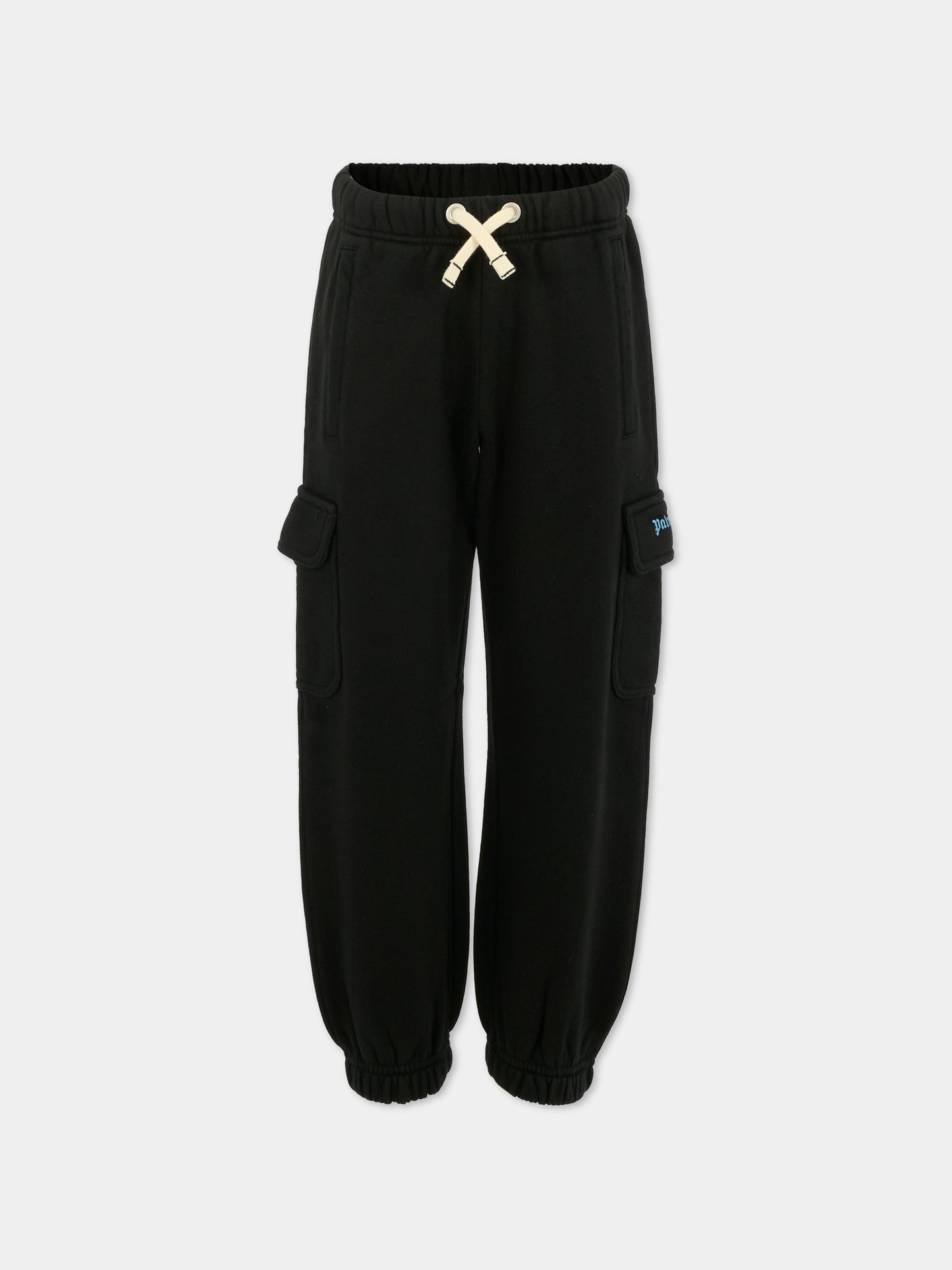 Pantaloni neri per bambino con logo,Palm Angels,PBCH016F25FLE0011040