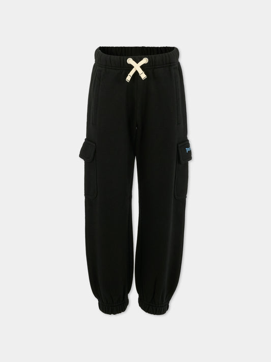 Pantaloni neri per bambino con logo,Palm Angels,PBCH016F25FLE0011040