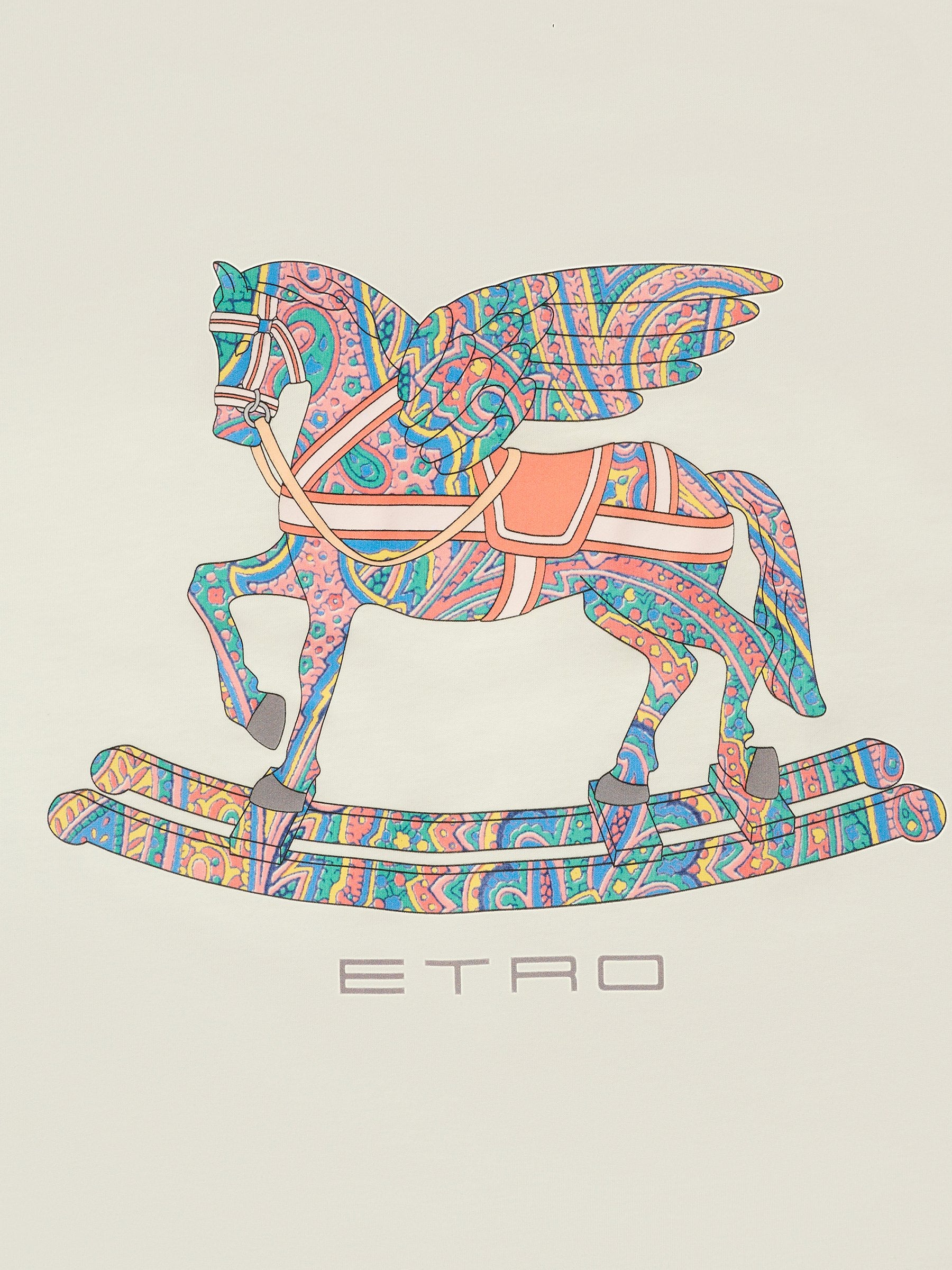 Coperta bianca per neonata con Pegaso e stampa paisley,Etro,GX0540 Z3186 101MC