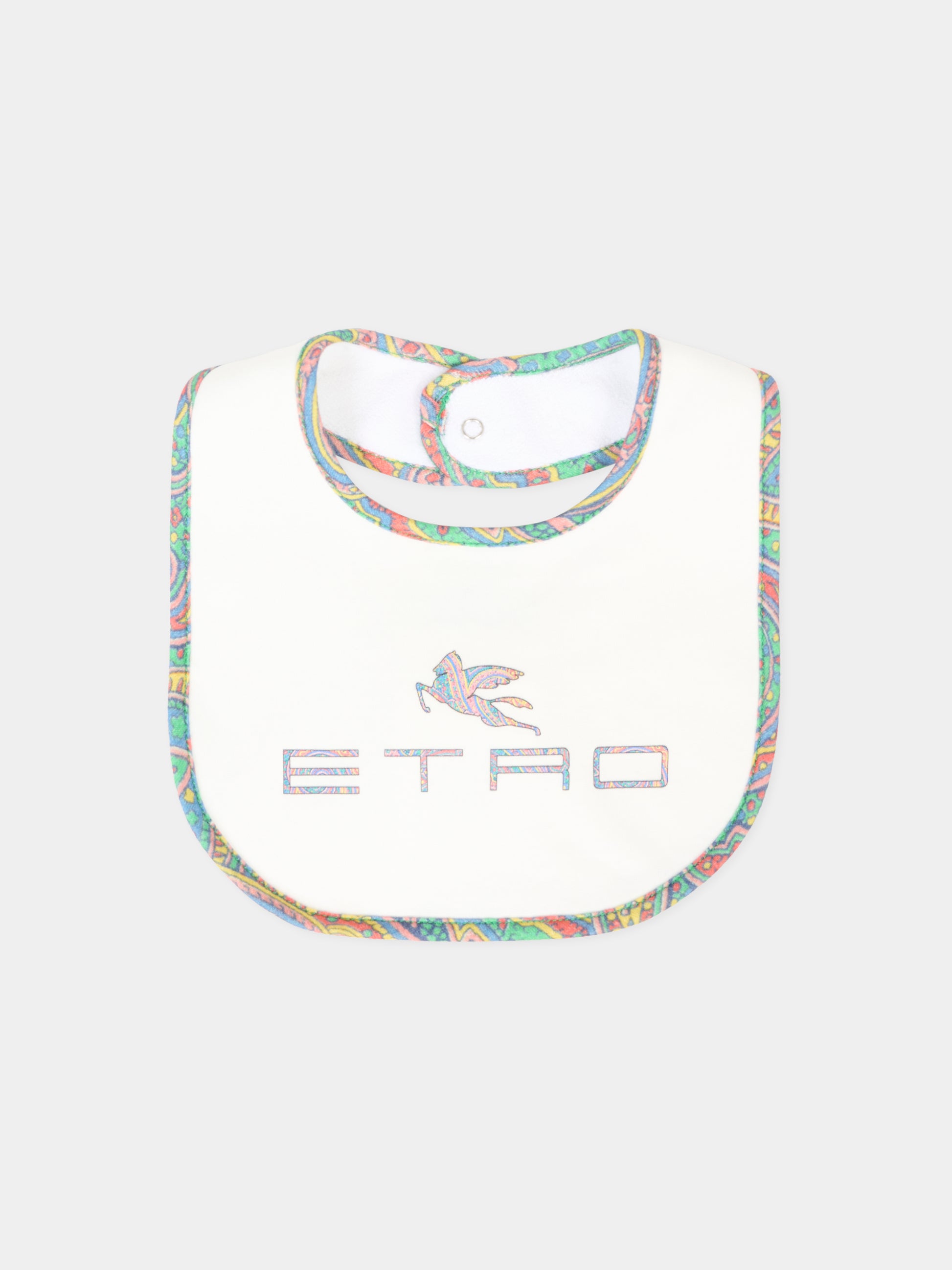 Set tutina avorio per neonati con Pegaso multicolor e logo,Etro,GXB560 Z3186 101MC