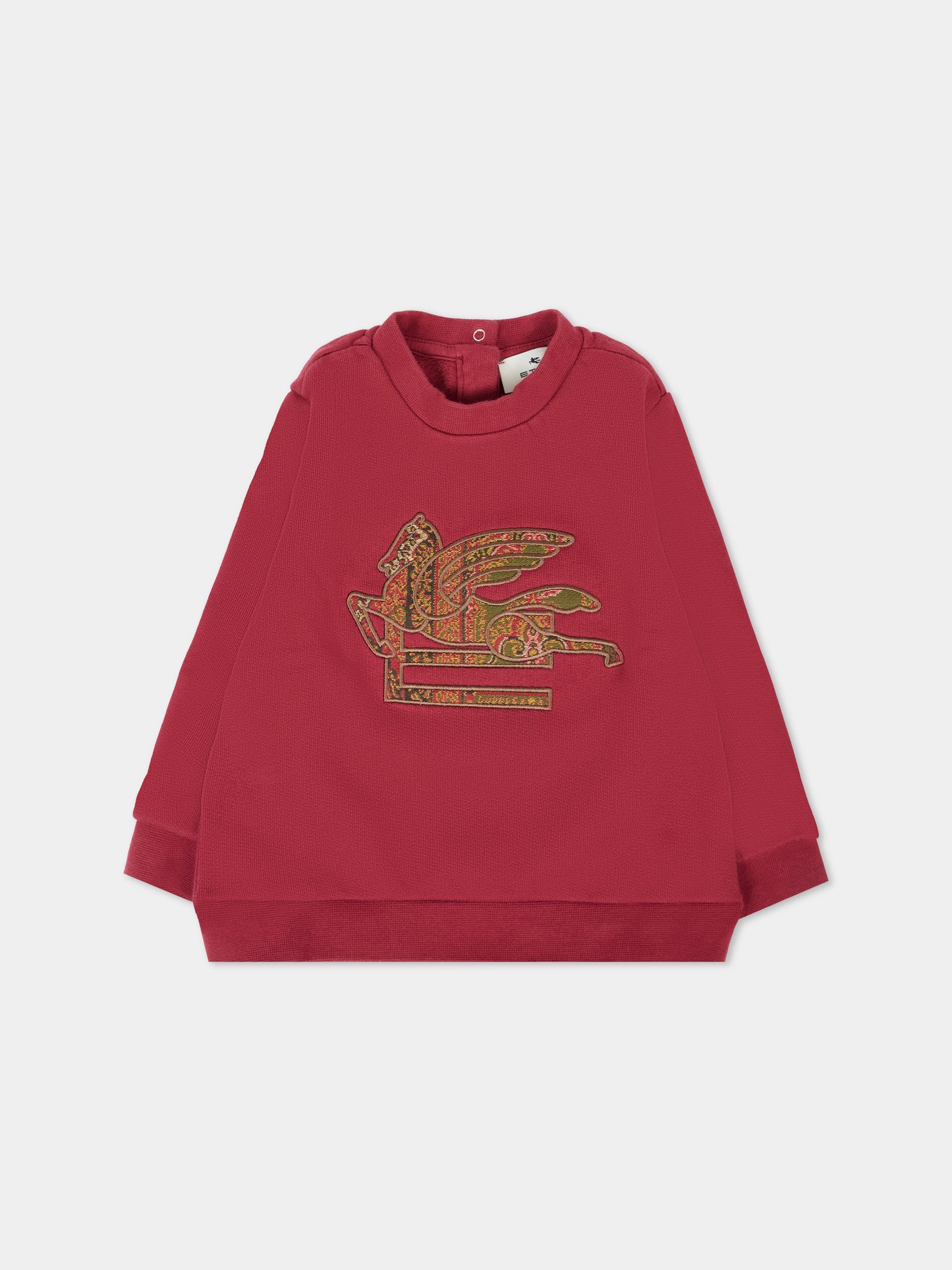 Felpa bordeaux per neonati con logo e Pegaso,Etro,GX4510 Z3333 416