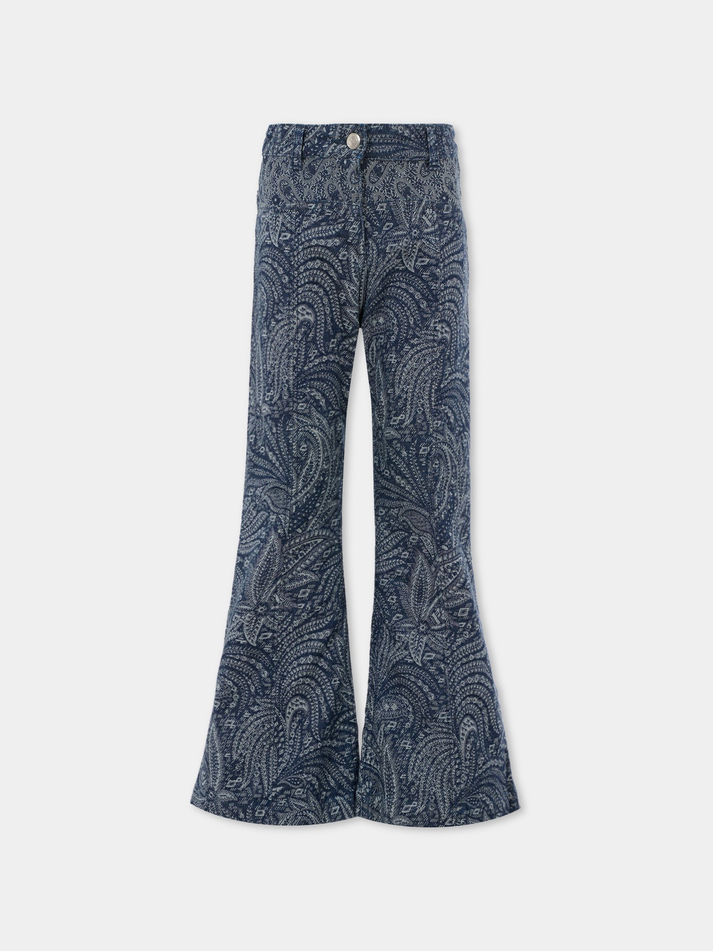 Jeans denim per bambina con stampa paisley,Etro,GX6A00 D0122 620BC
