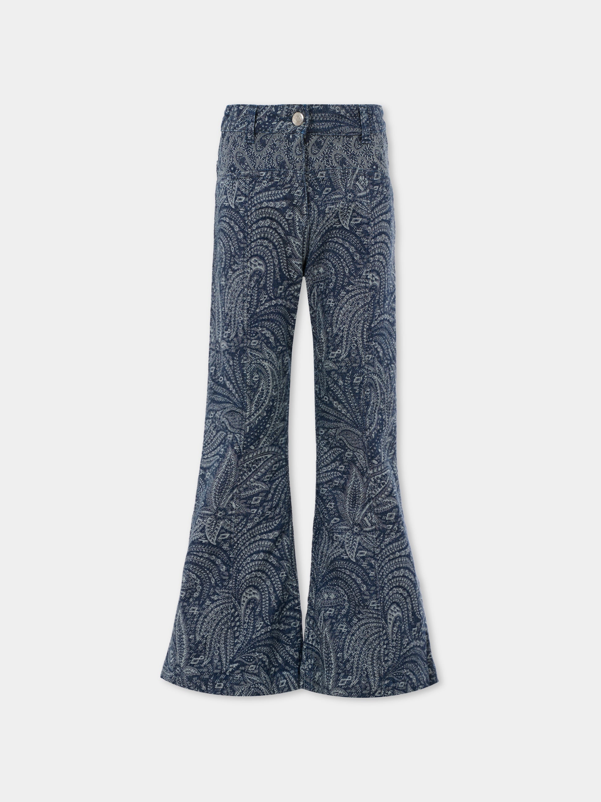 Jeans denim per bambina con stampa paisley,Etro,GX6A00 D0122 620BC