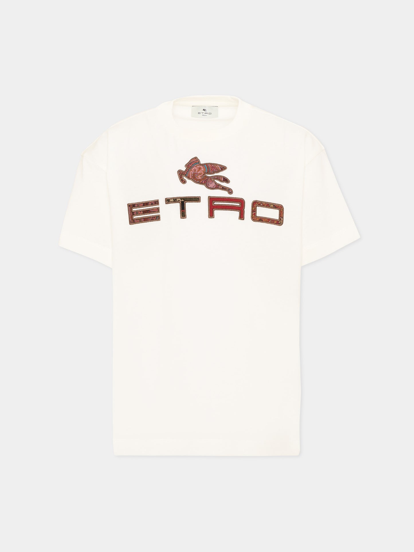 T-shirt avorio per bambini con logo e Pegaso