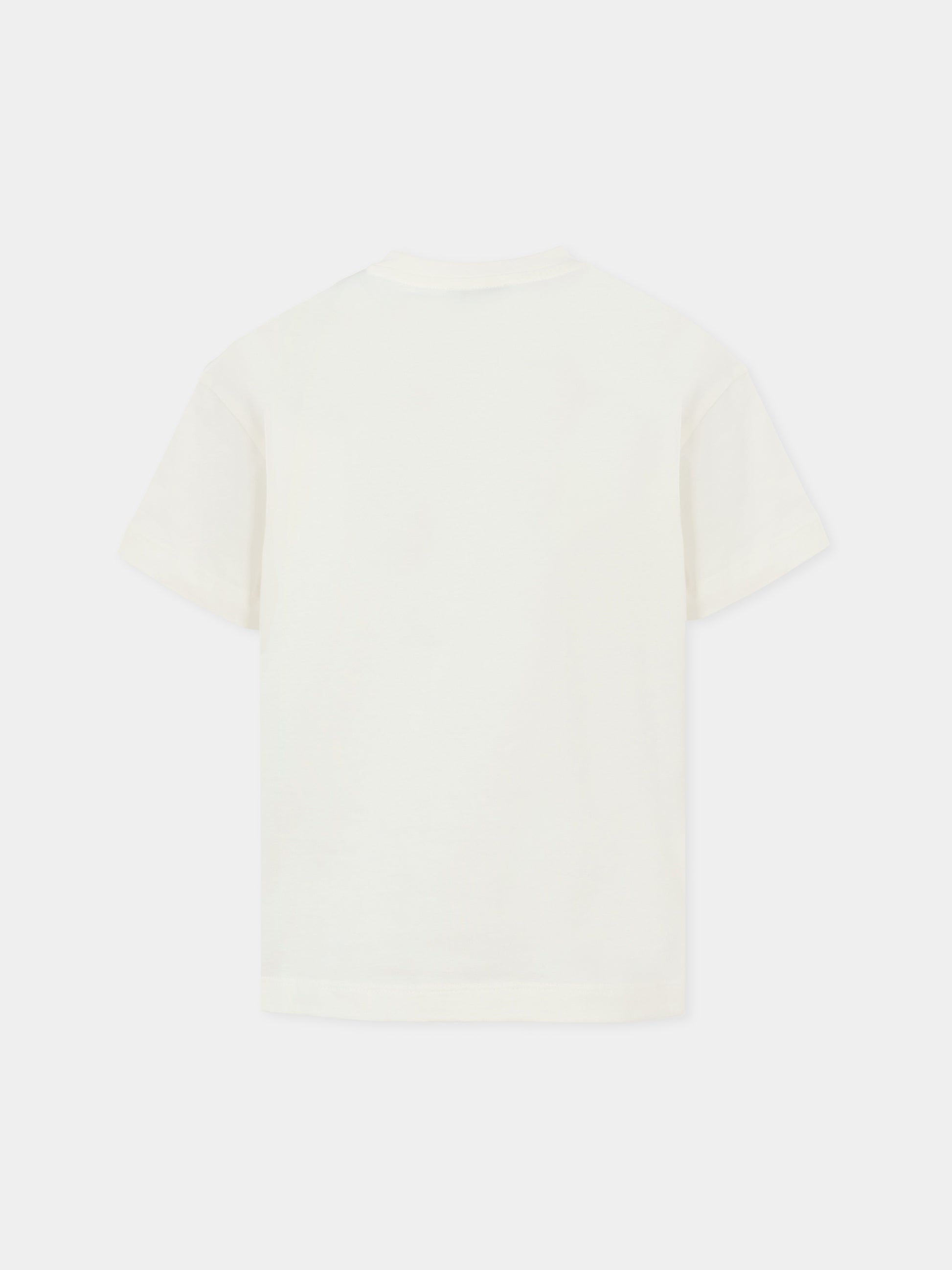 T-shirt avorio per bambini con logo e Pegaso,Etro,GX8P21 Z2904 101