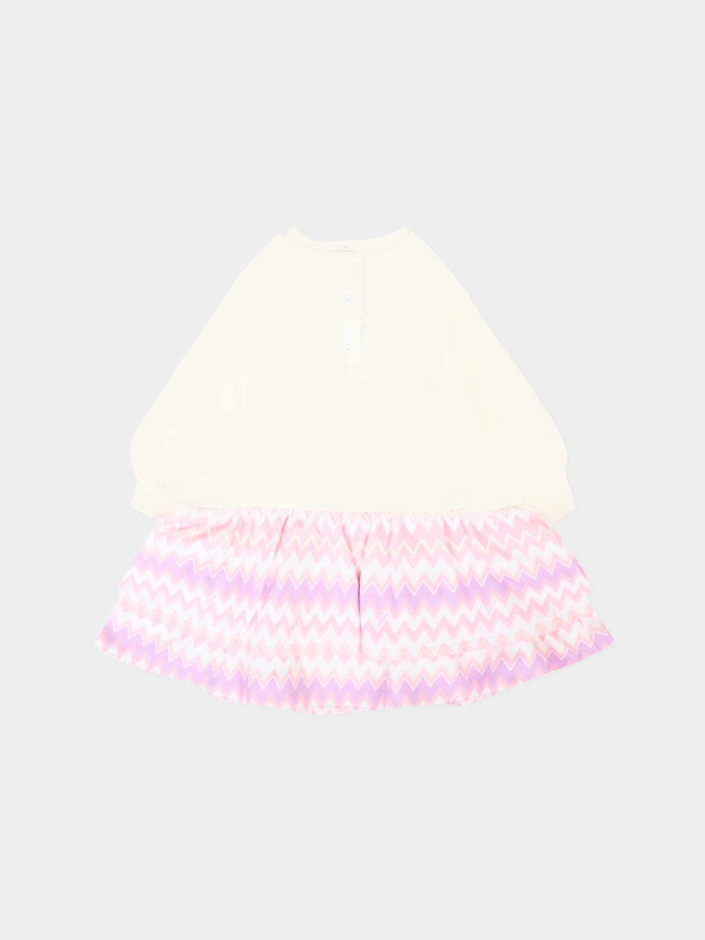 Vestito avorio per neonata con logo,Missoni,MX1020-F0061 101RS