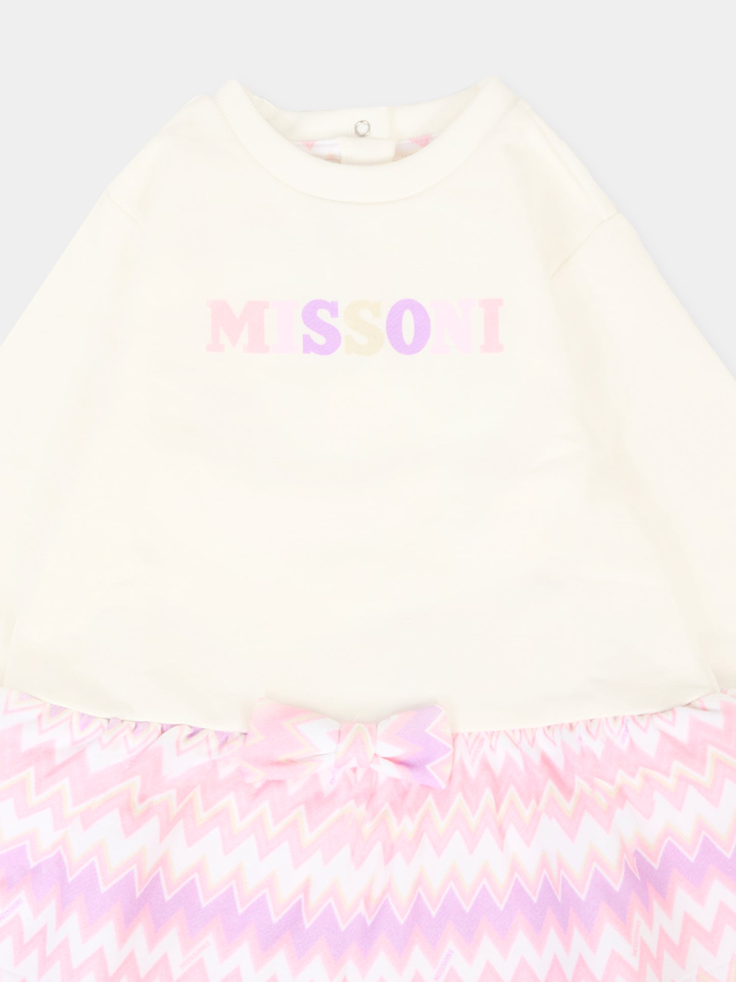 Vestito avorio per neonata con logo,Missoni,MX1020-F0061 101RS