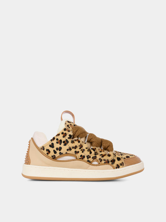 Sneakers beige per bambina con motivo leopardato,Lanvin Petite,N30276 P51