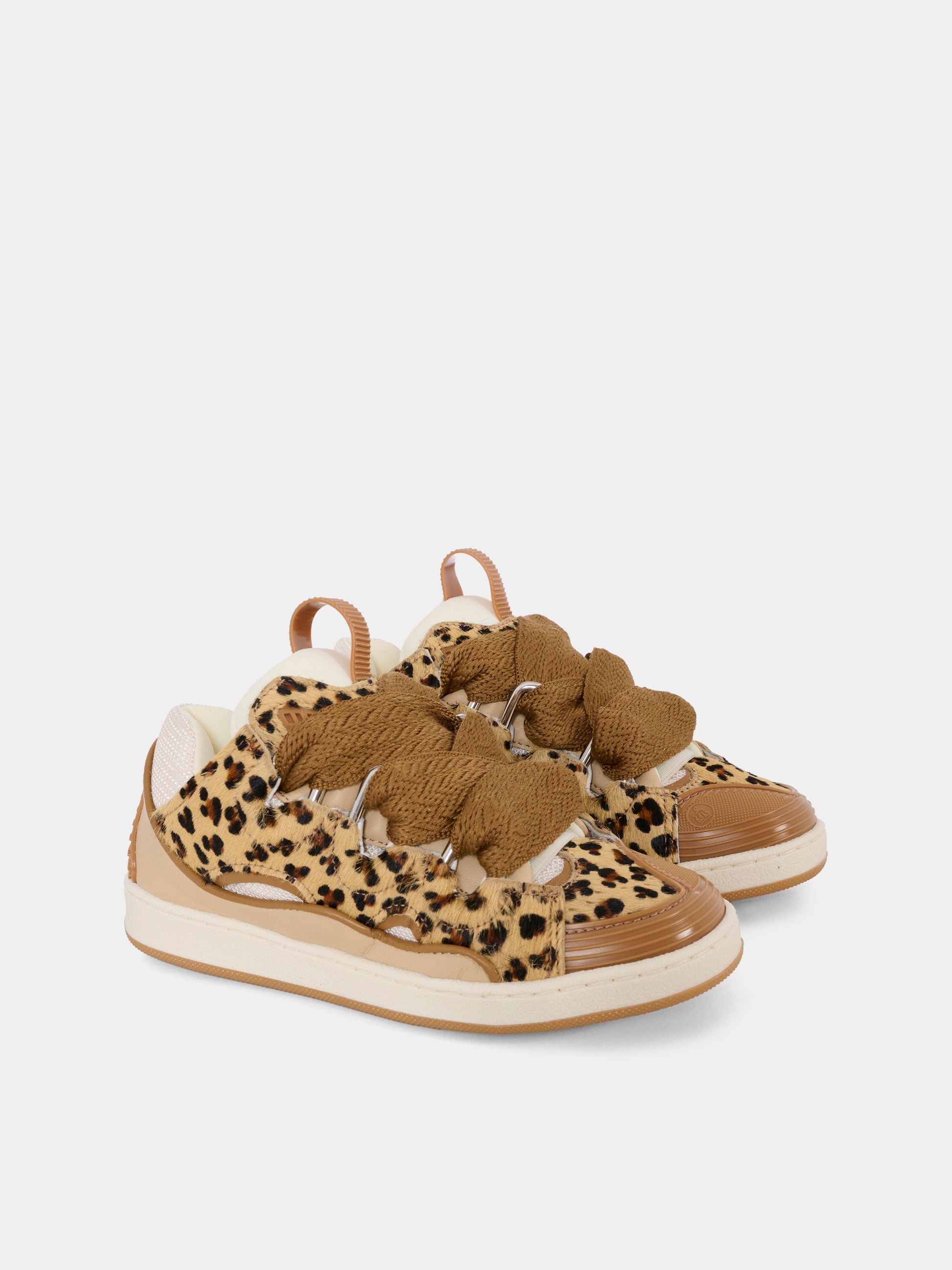 Sneakers beige per bambina con motivo leopardato,Lanvin Petite,N30276 P51