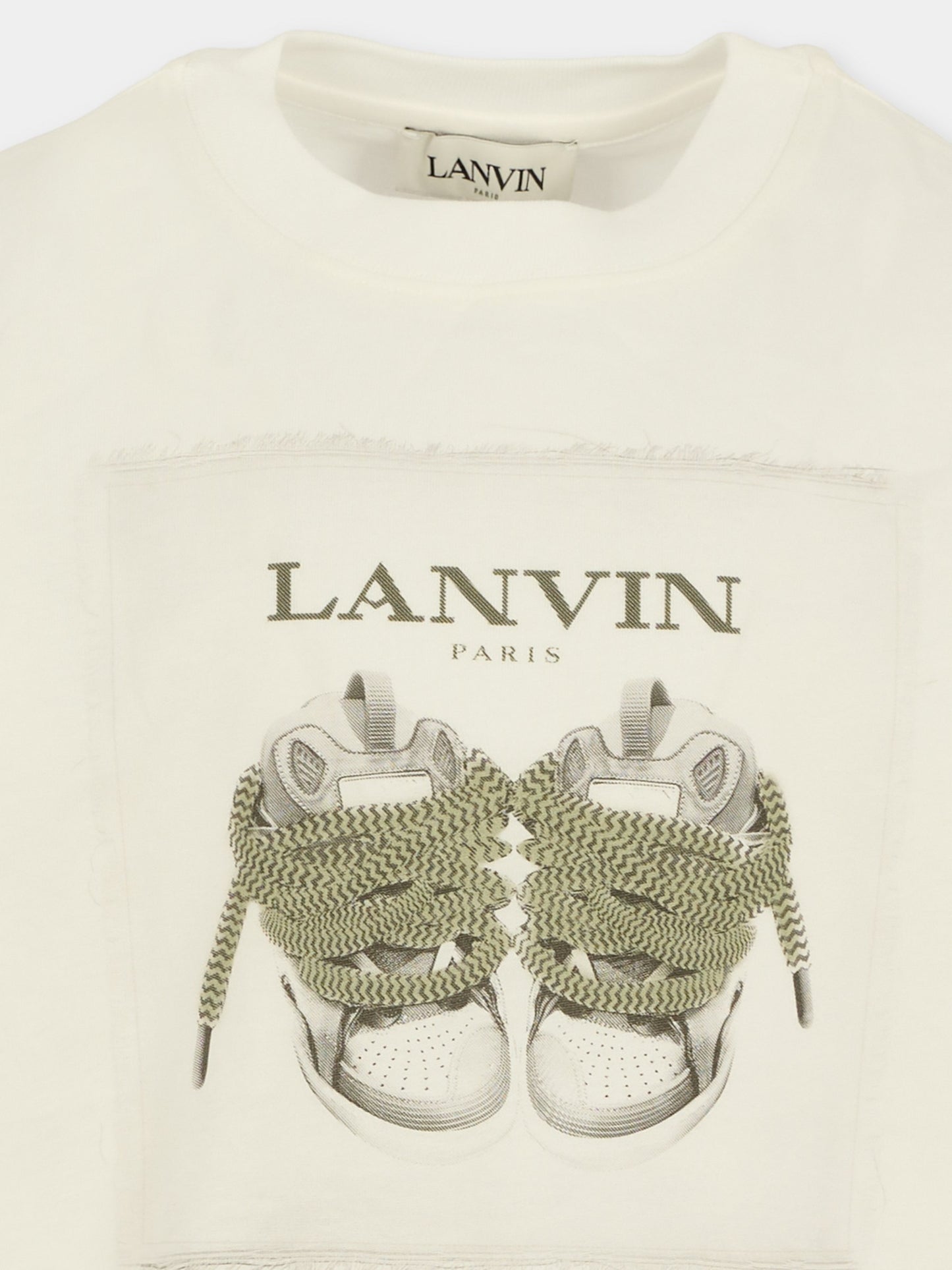 T-shirt avorio per bambini con Curb Basket,Lanvin Petite,N30285 117
