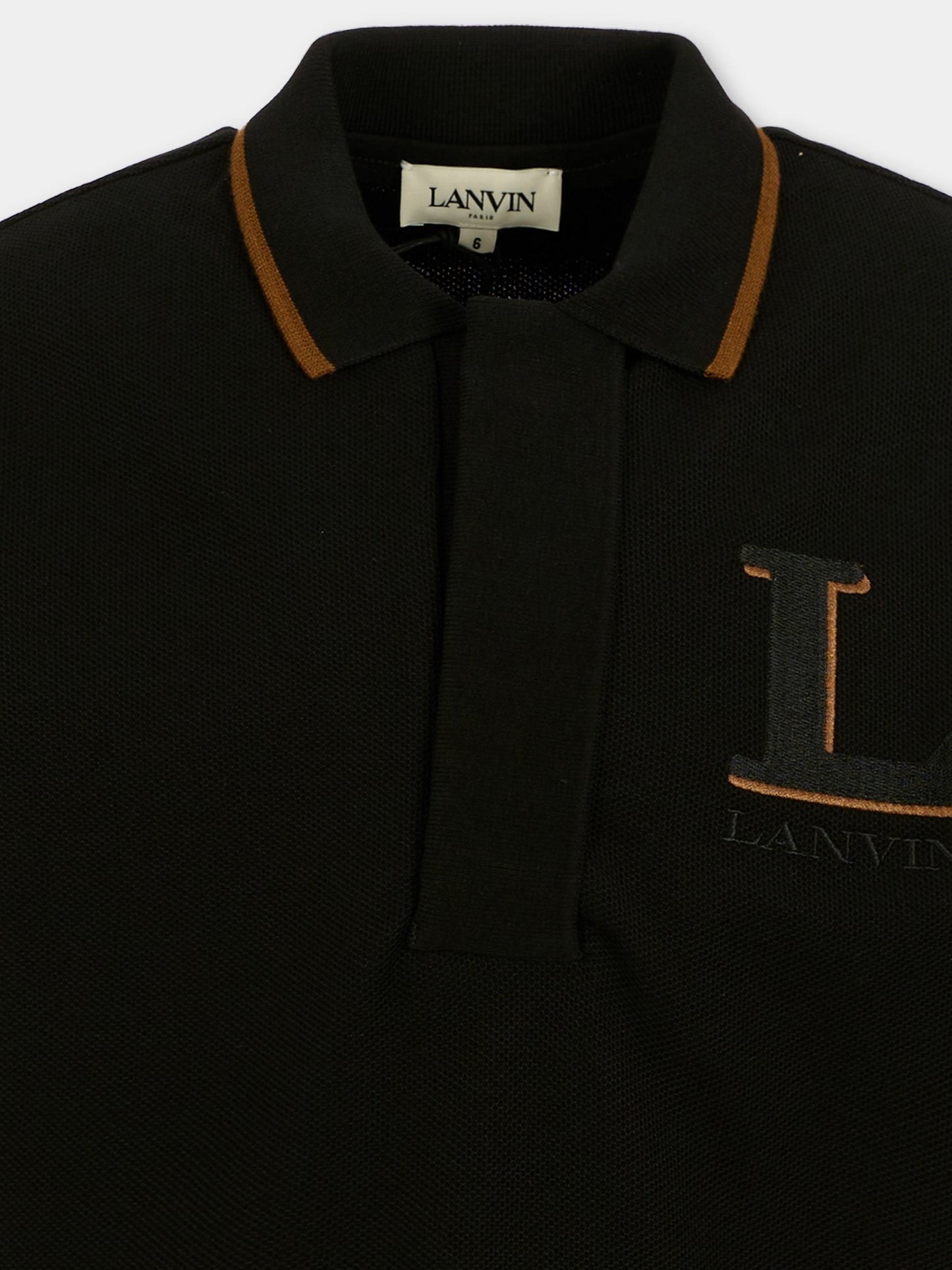 Polo nera per bambino con logo,Lanvin Petite,N30289 09B