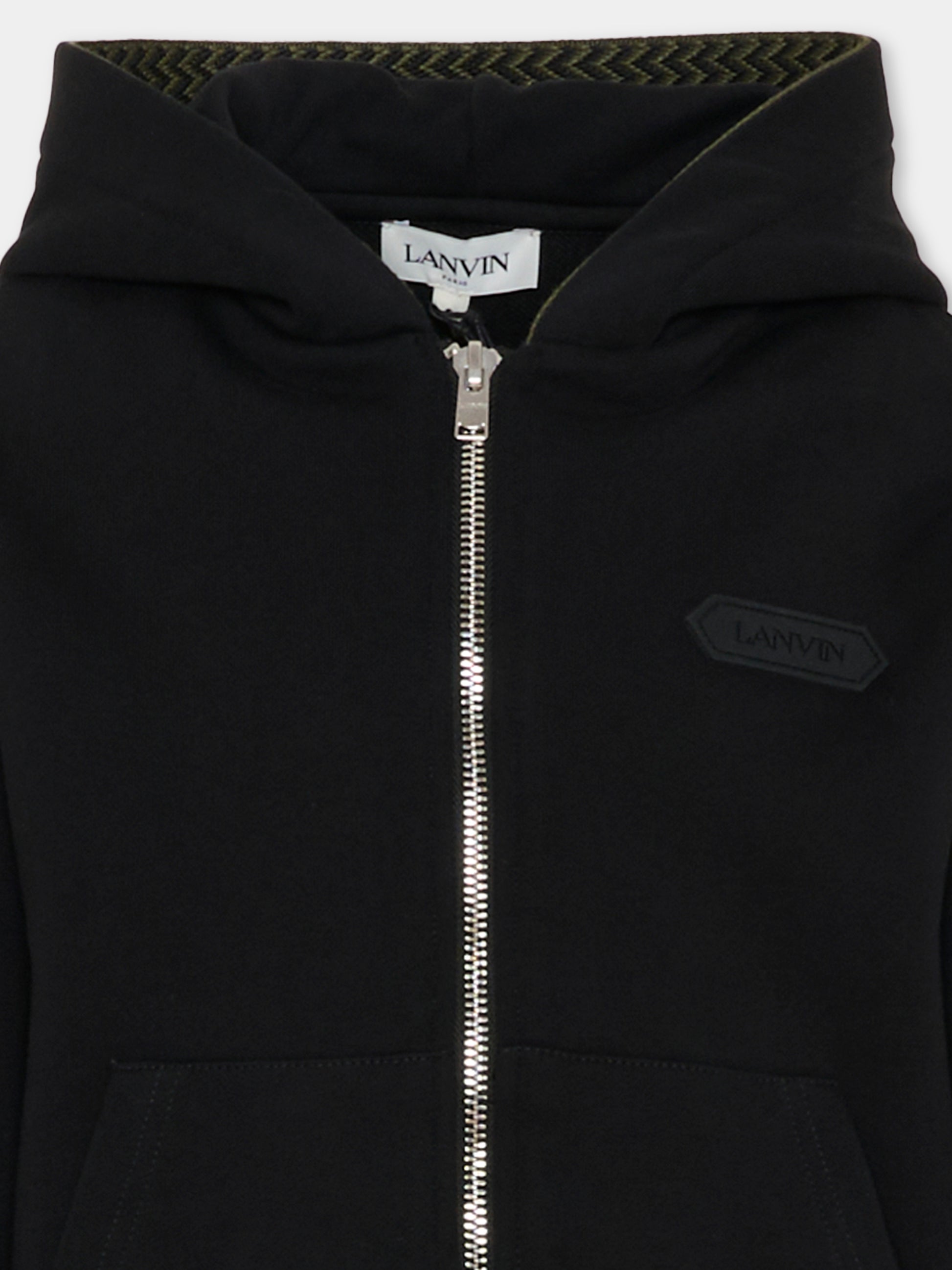 Felpa nera per bambino con logo,Lanvin Petite,N30298 09B