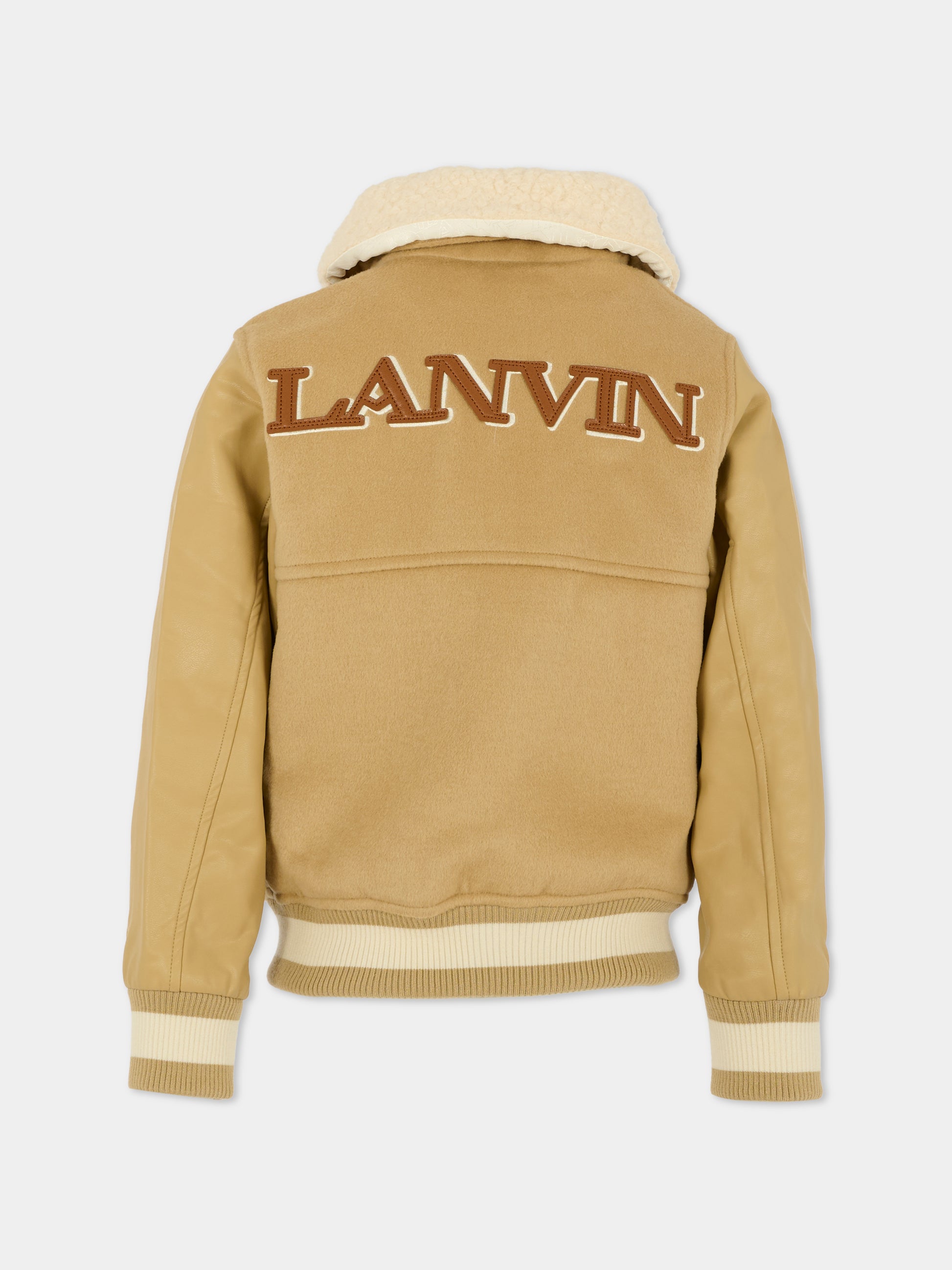 Bomber beige per bambino con logo,Lanvin Petite,N30307 276