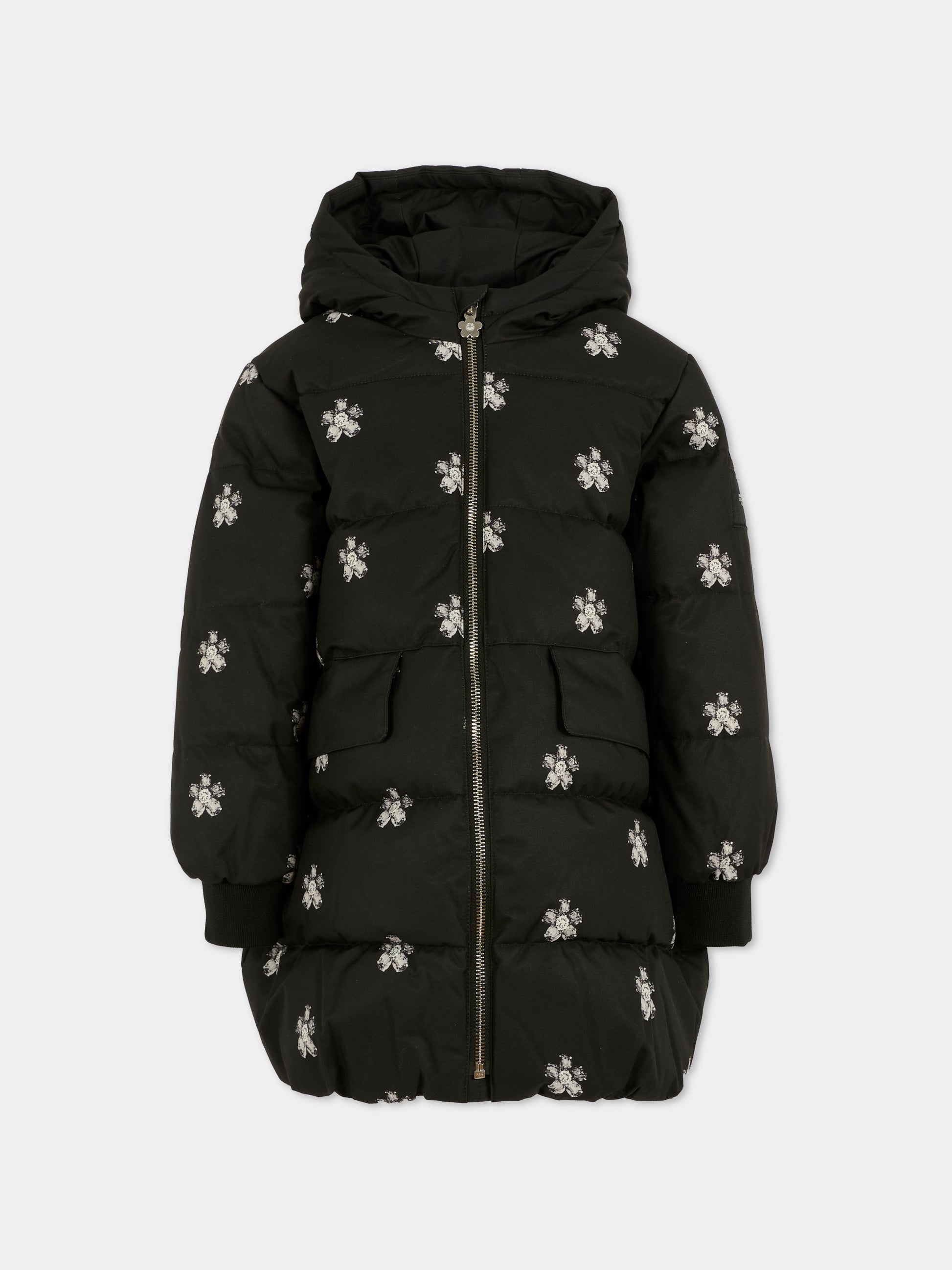 Piumino nero per bambina con margherite,Marc Jacobs,W60564 09B