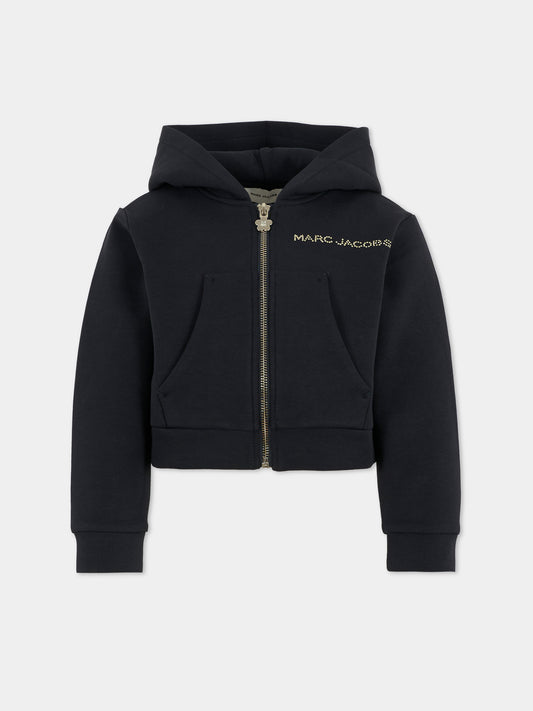 Felpa crop blu per bambina con logo,Marc Jacobs,W60580 84E