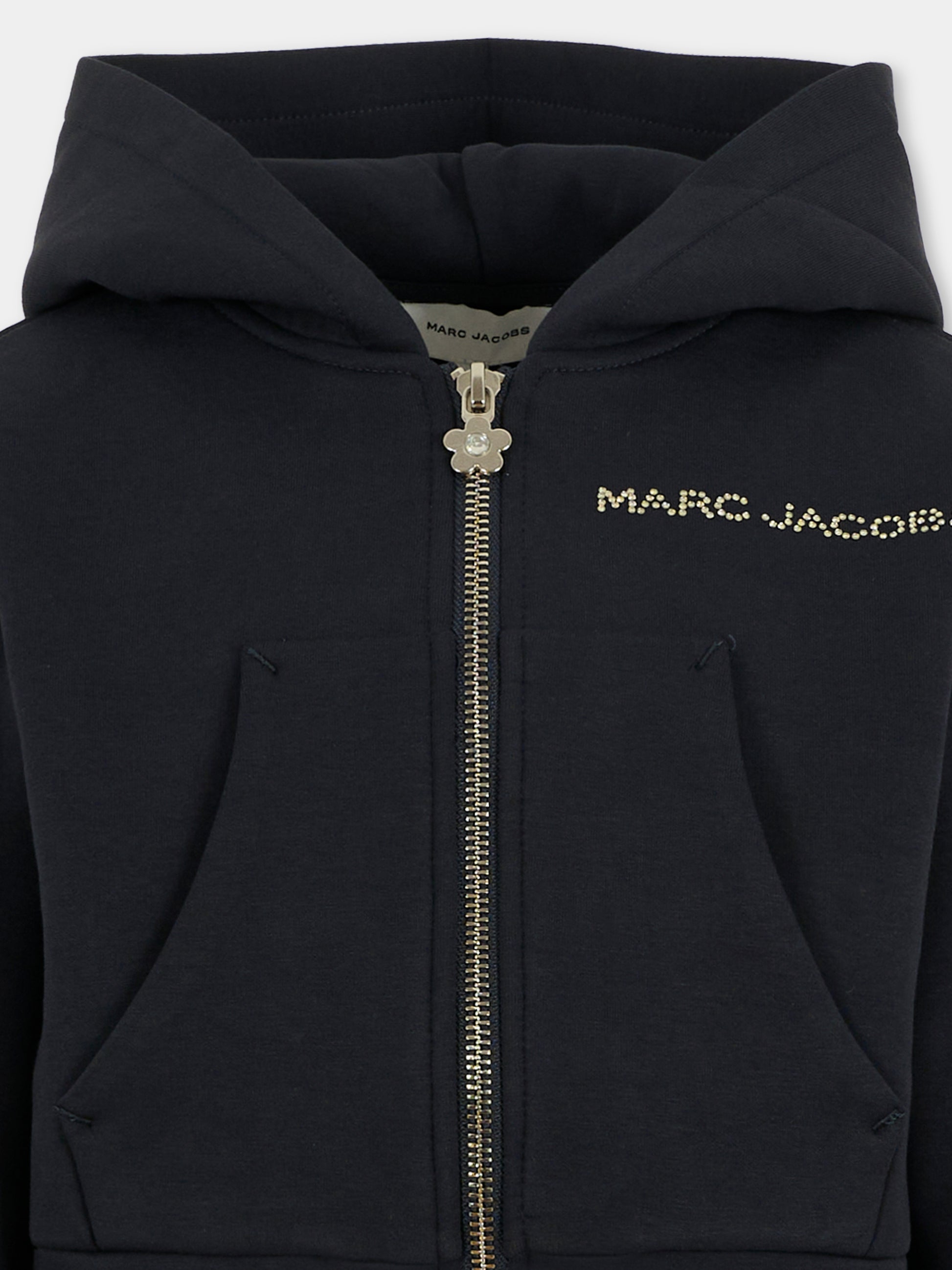 Felpa crop blu per bambina con logo,Marc Jacobs,W60580 84E