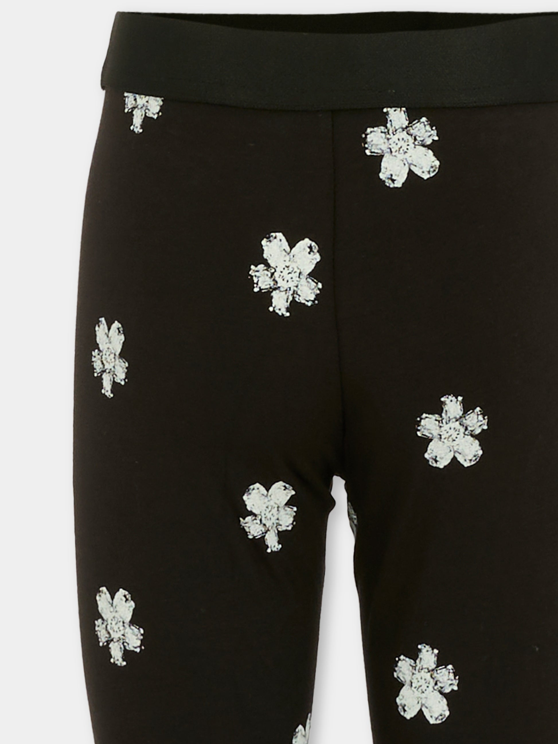 Leggings neri per bambina con fiori all over,Marc Jacobs,W60592 09B