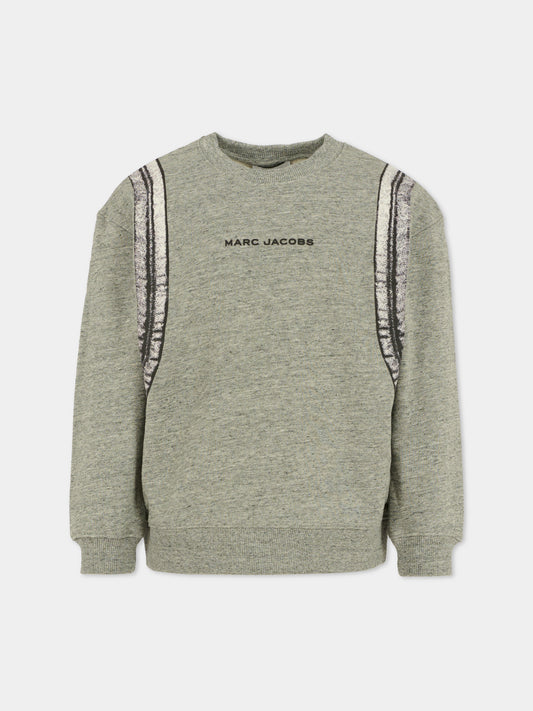 Felpa grigia per bambino con logo e stampa zaino,Marc Jacobs,W60623 A35