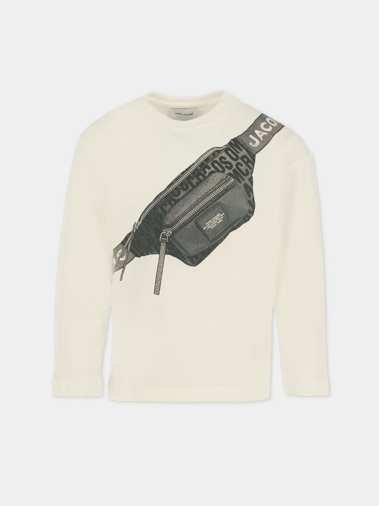 T-shirt avorio per bambino con stampa marsupio,Marc Jacobs,W60635 126