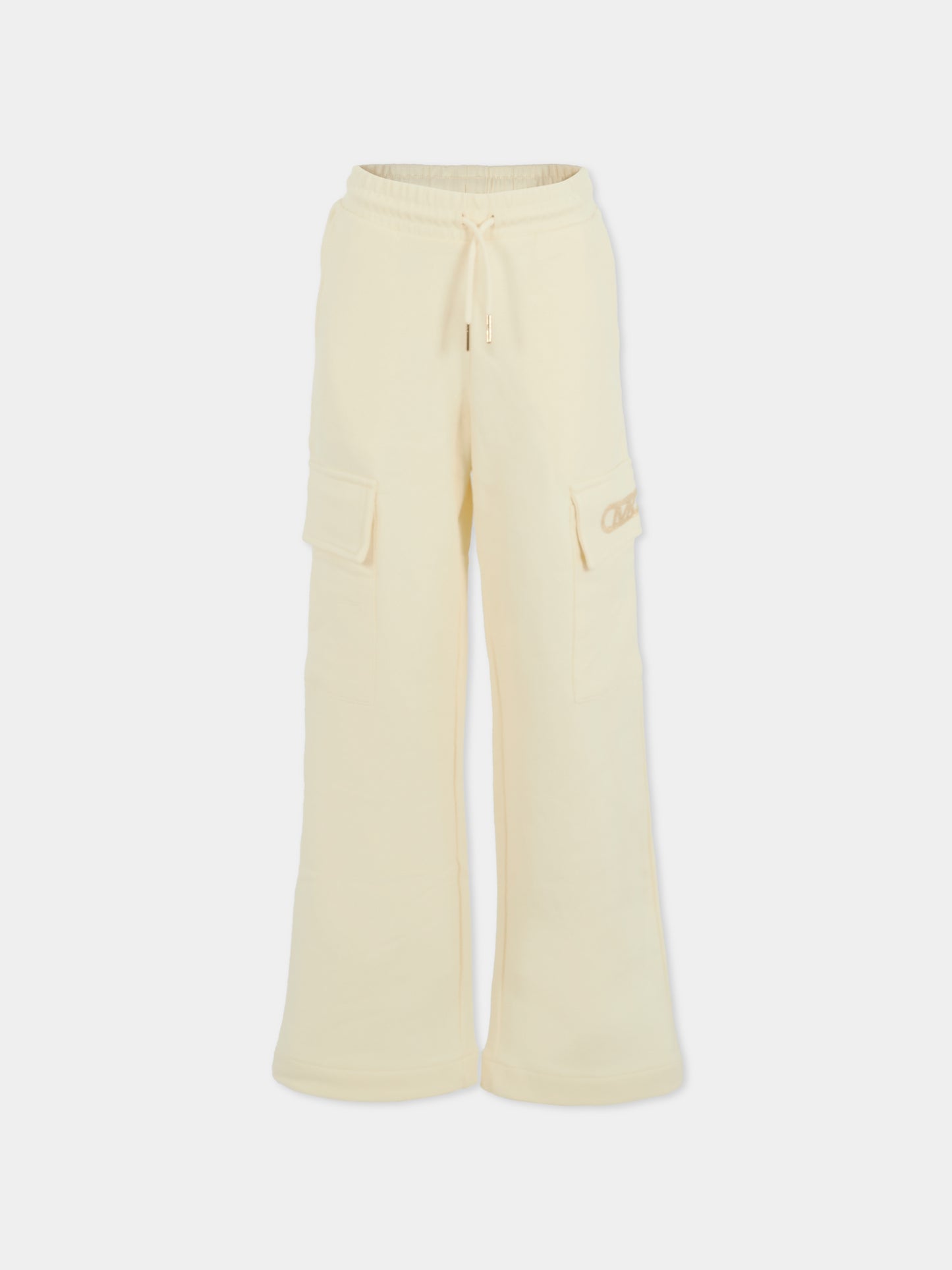Pantaloni avorio per bambina con logo,Michael Kors,R30453 190