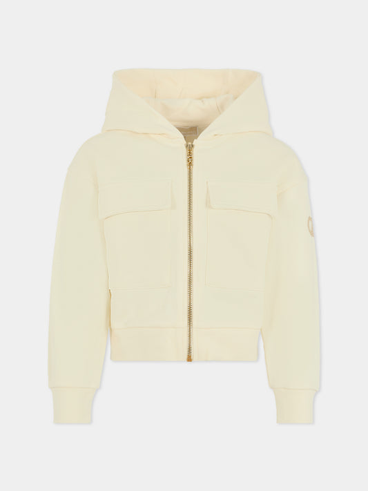 Felpa avorio per bambina con logo,Michael Kors,R30471 190