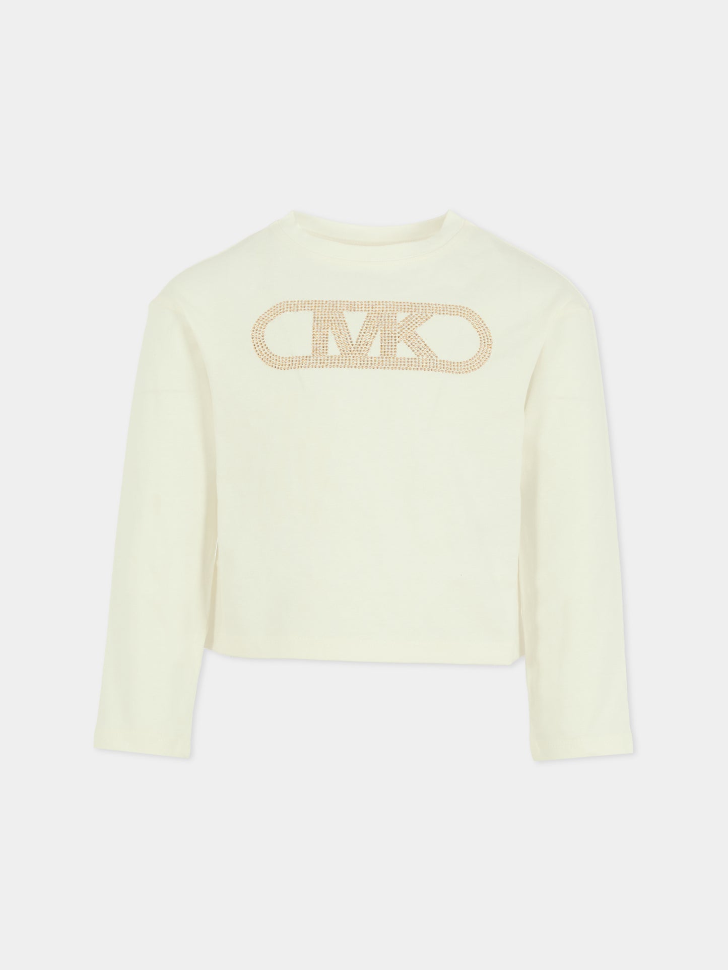 T-shirt avorio per bambina con logo,Michael Kors,R30495 117