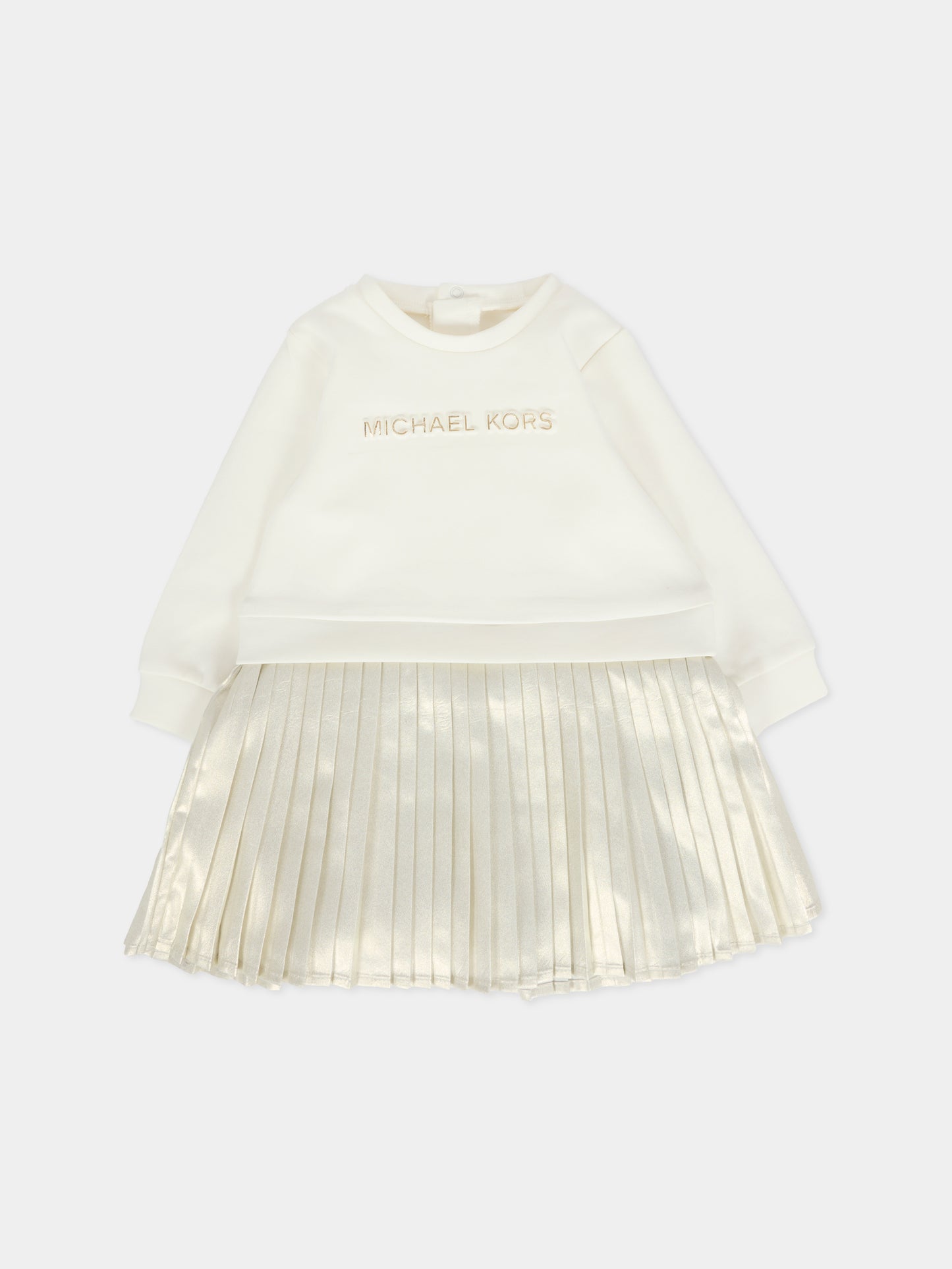 Vestito avorio per neonata con logo,Michael Kors,R30509 N81