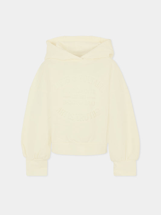 Felpa avorio per bambina con logo,Zadig & Voltaire Kids,X60435 195