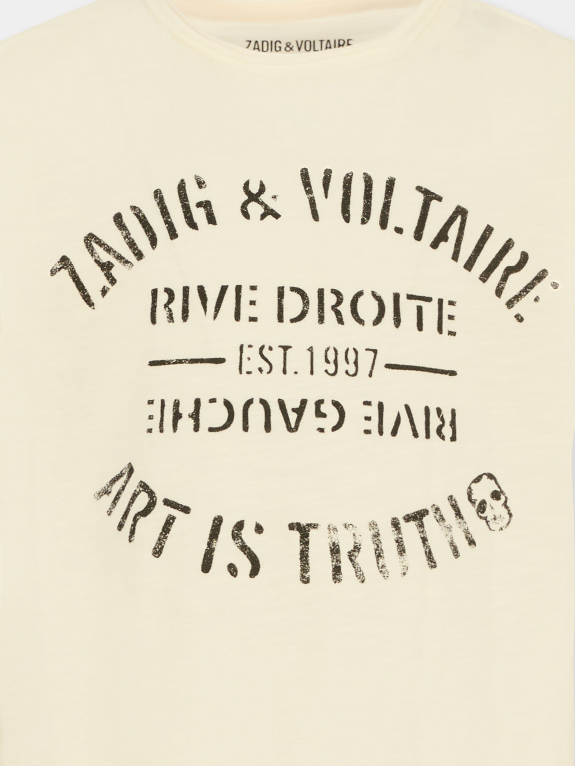 T-shirt avorio per bambini con logo,Zadig & Voltaire Kids,X60464 195