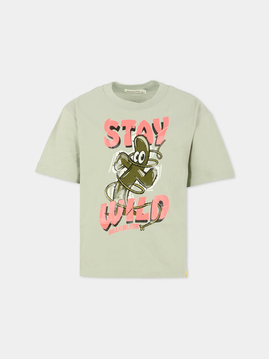 T-shirt grigia per bambino con stampa cactus,Billieblush,U21186 01E