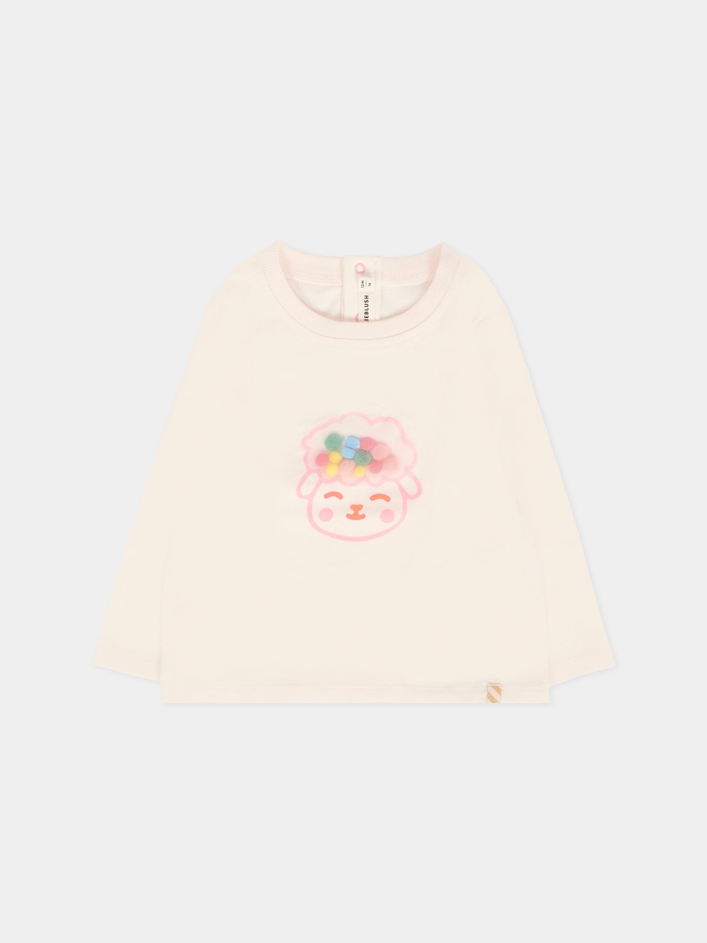 T-shirt avorio per neonata con pecora,Billieblush,U21262 121