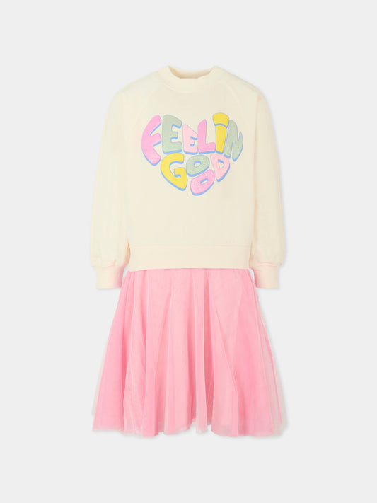 Vestito avorio per bambina con scritta,Billieblush,U21293 121