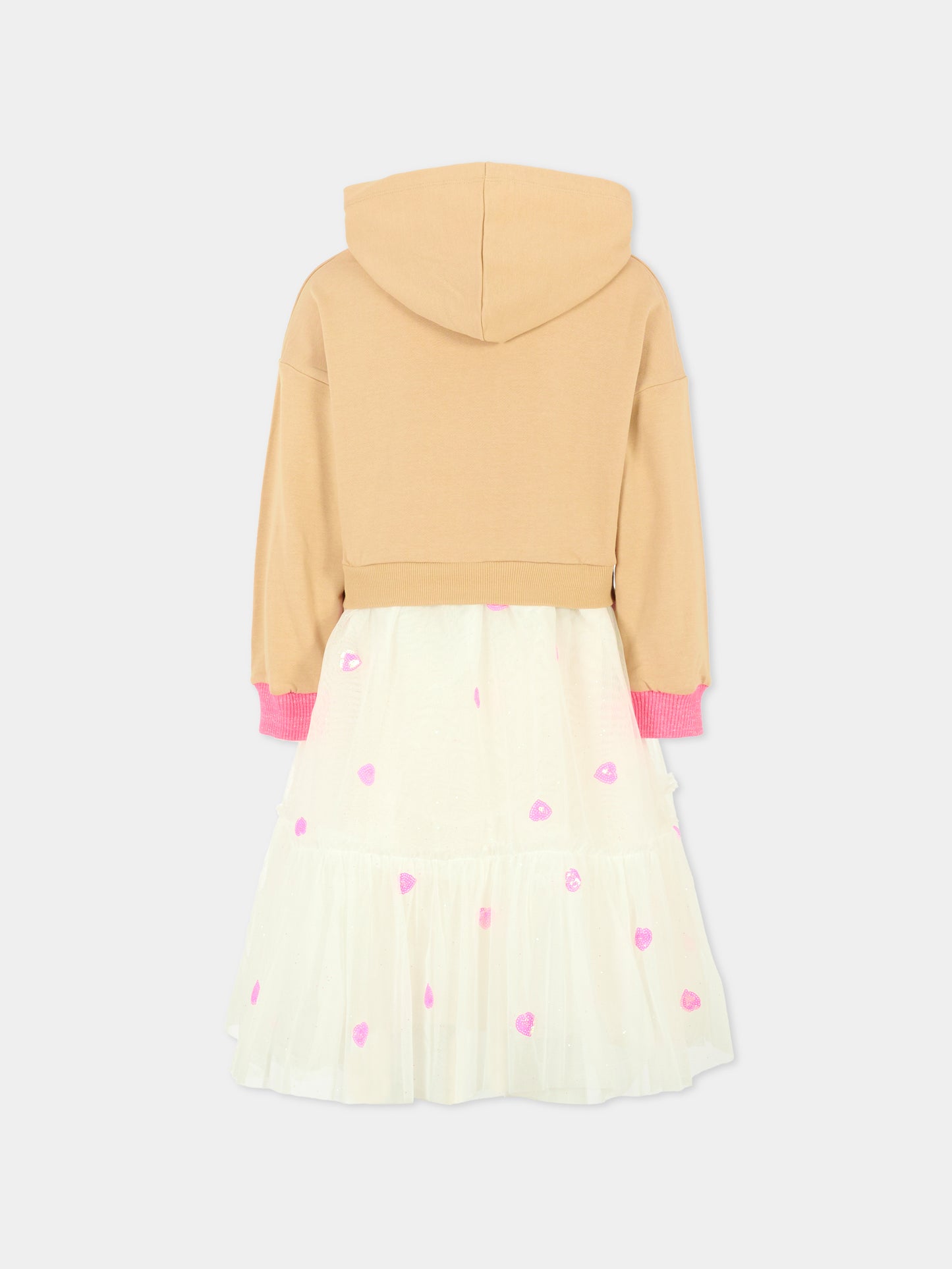 Vestito beige per bambina con scritta,Billieblush,U21304 215