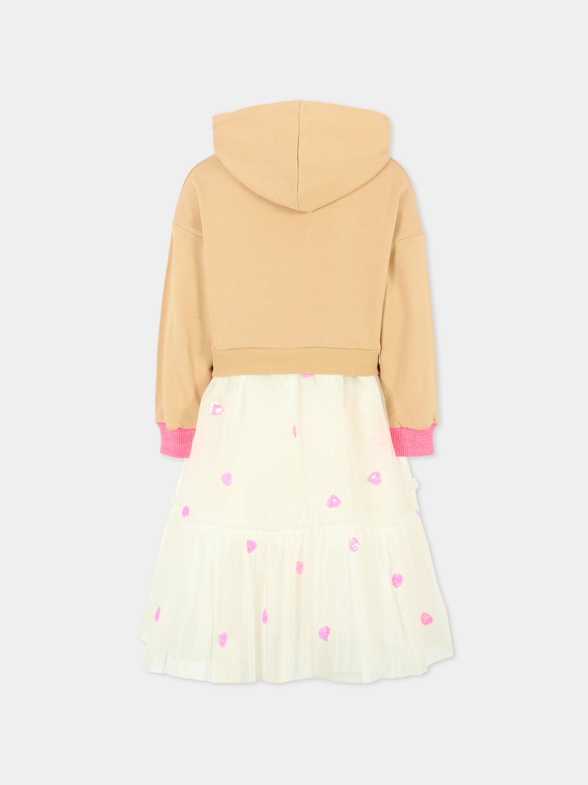 Vestito beige per bambina con scritta,Billieblush,U21304 215