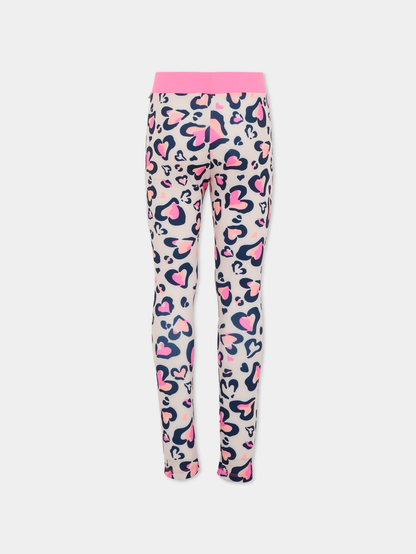 Leggings rosa per bambina con stampa cuori,Billieblush,U21334 47V