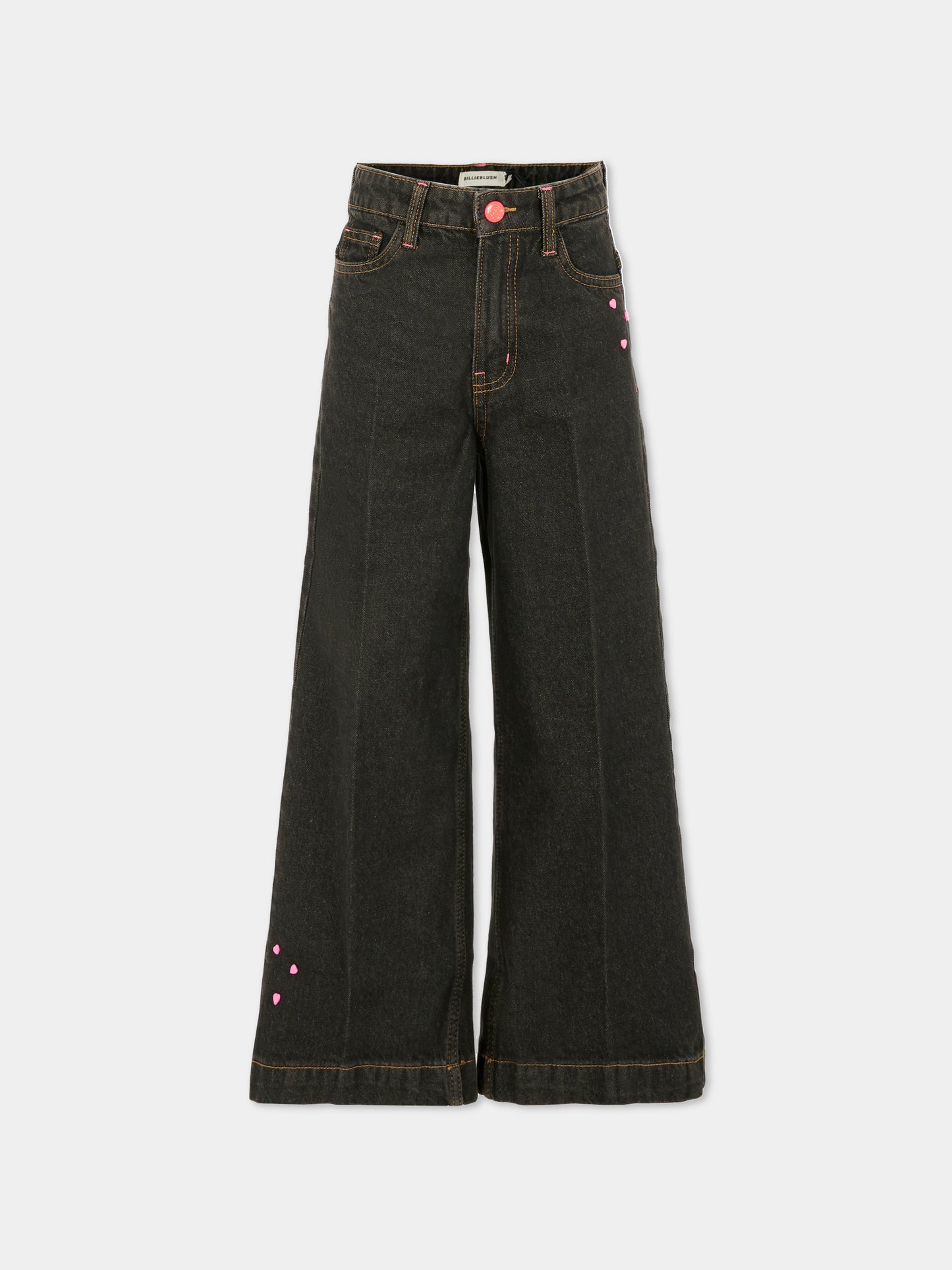 Jeans neri per bambina con cuori,Billieblush,U21340 Z21