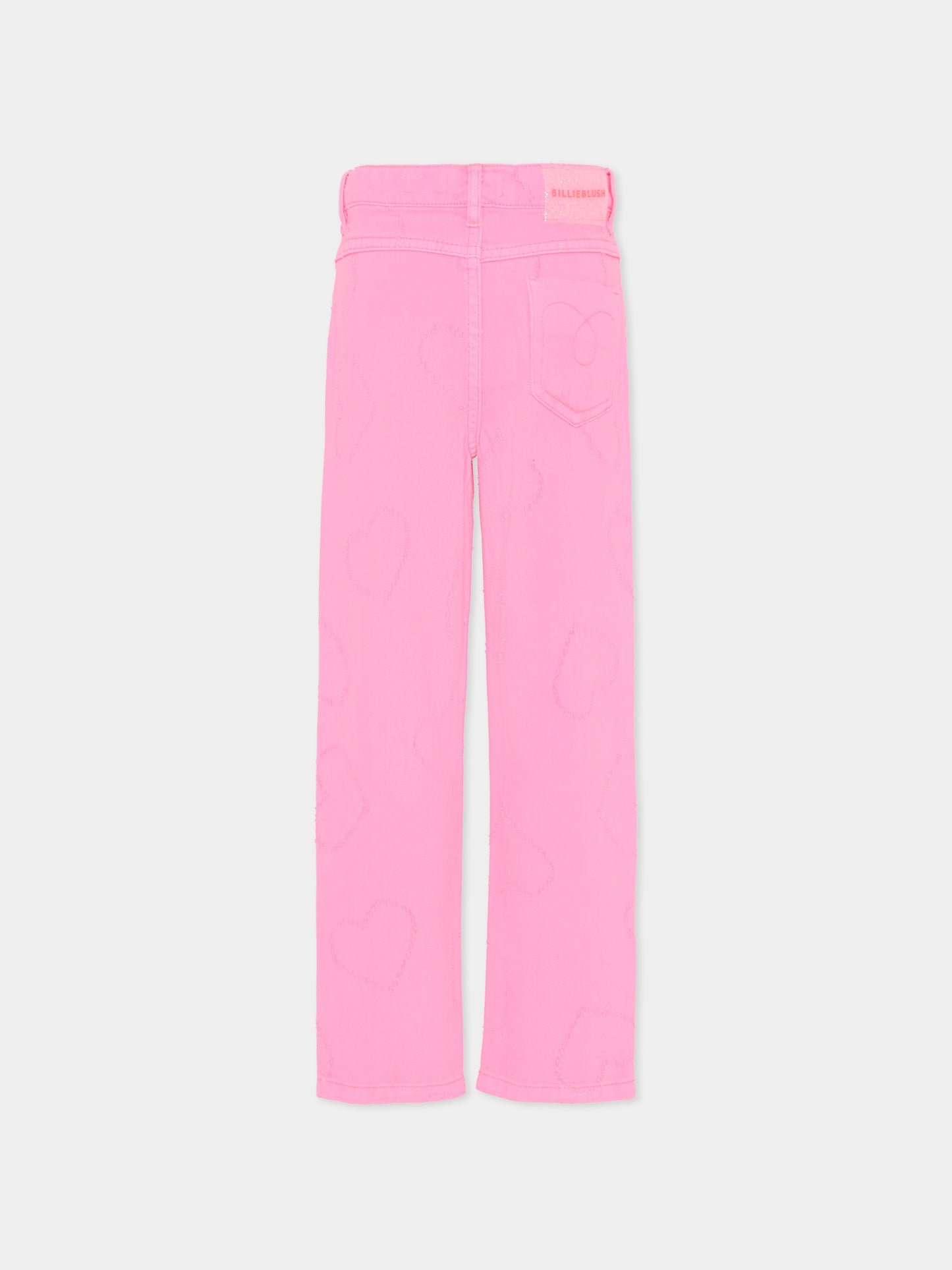 Pantaloni rosa per bambina con cuori all over,Billieblush,U21343 473
