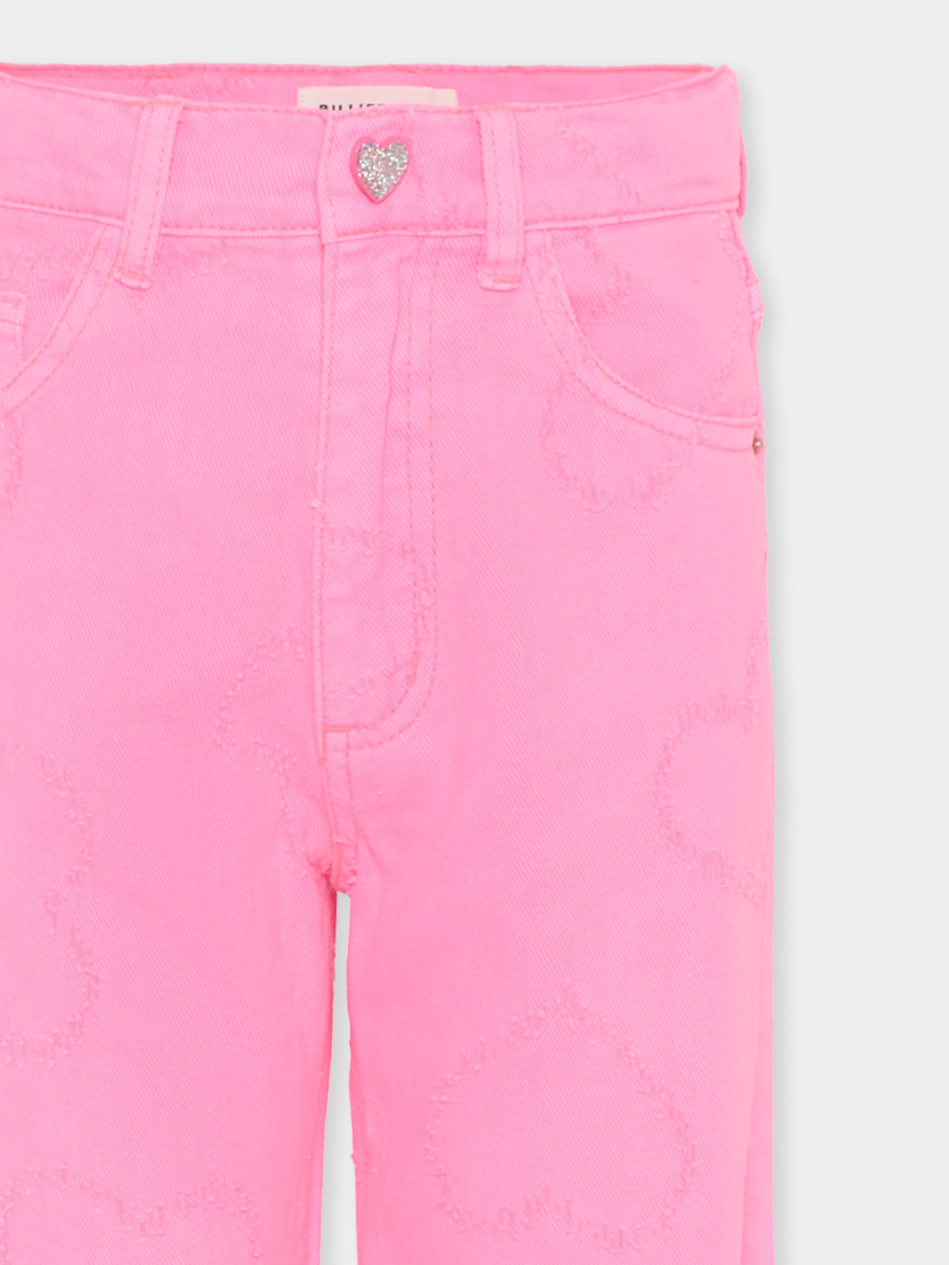 Pantaloni rosa per bambina con cuori all over,Billieblush,U21343 473