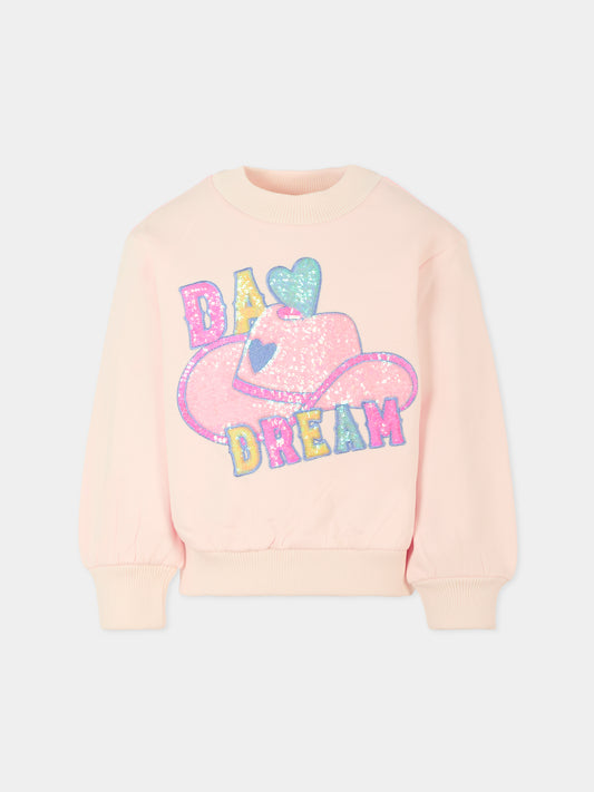 Felpa rosa per bambina con cappello,Billieblush,U21371 47V