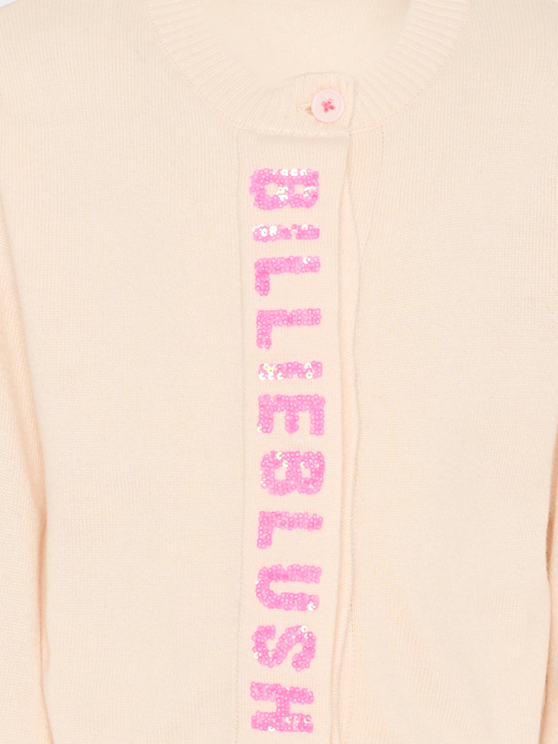 Cardigan rosa per bambina con logo,Billieblush,U21372 47V