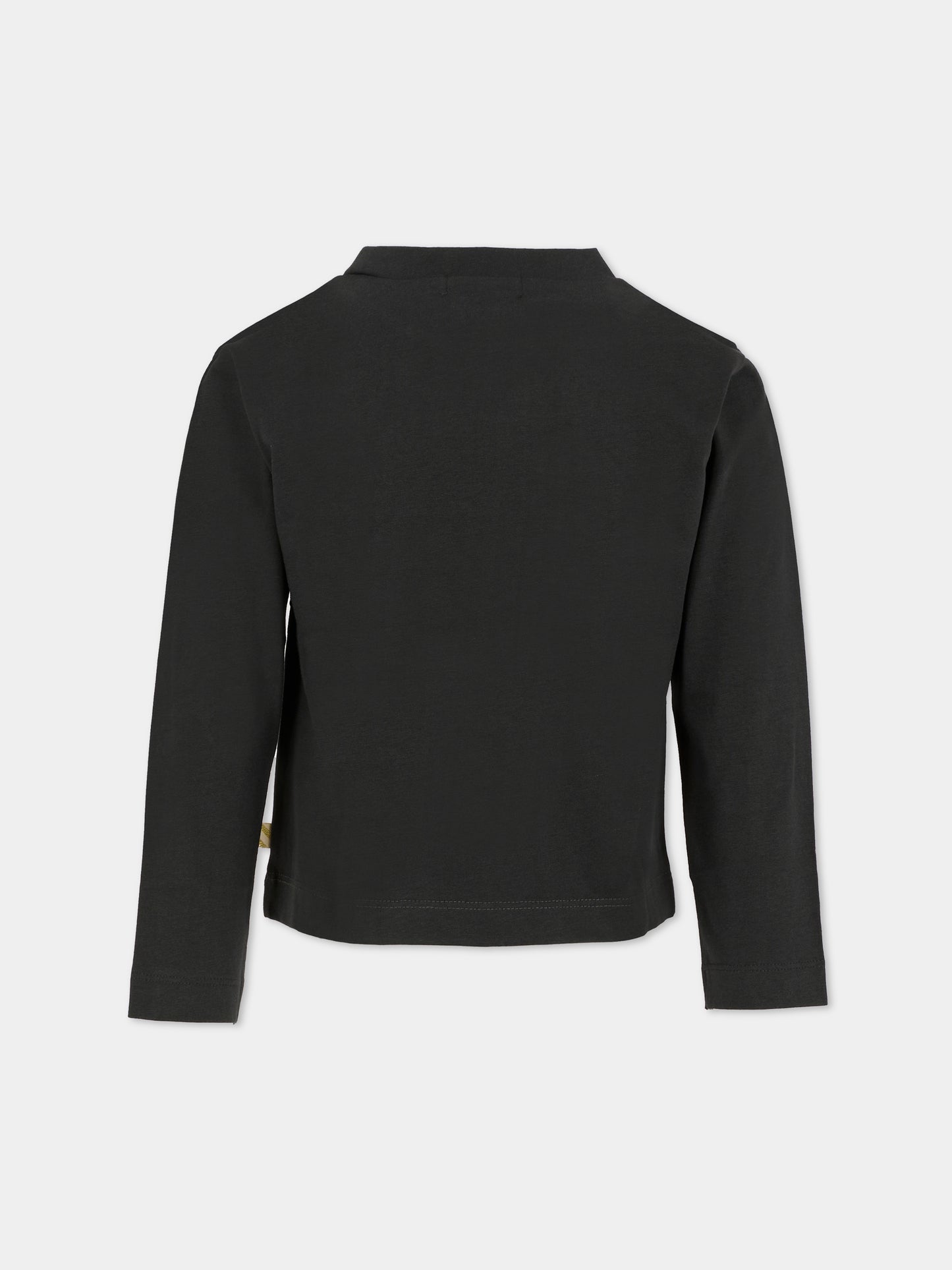 T-shirt nera per bambina con cavalli,Billieblush,U21426 062