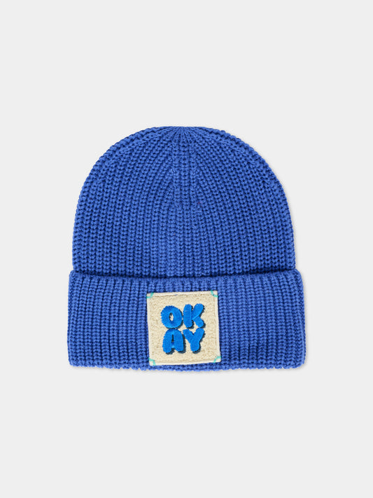 Berretto blu per bambino con patch,Billieblush,U21498 813