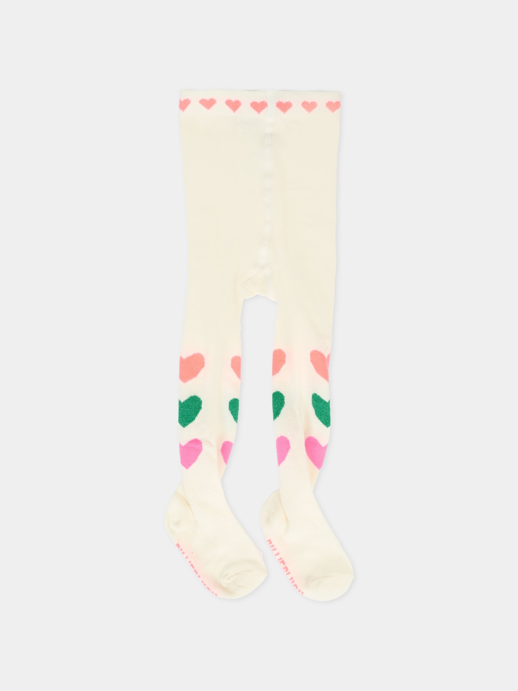 Collant avorio per bambina con cuori,Billieblush,U21515 121