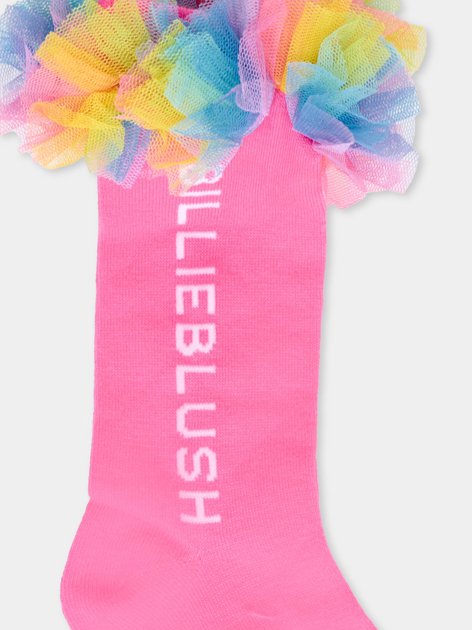 Calze rosa per bambina con logo,Billieblush,U21518 473